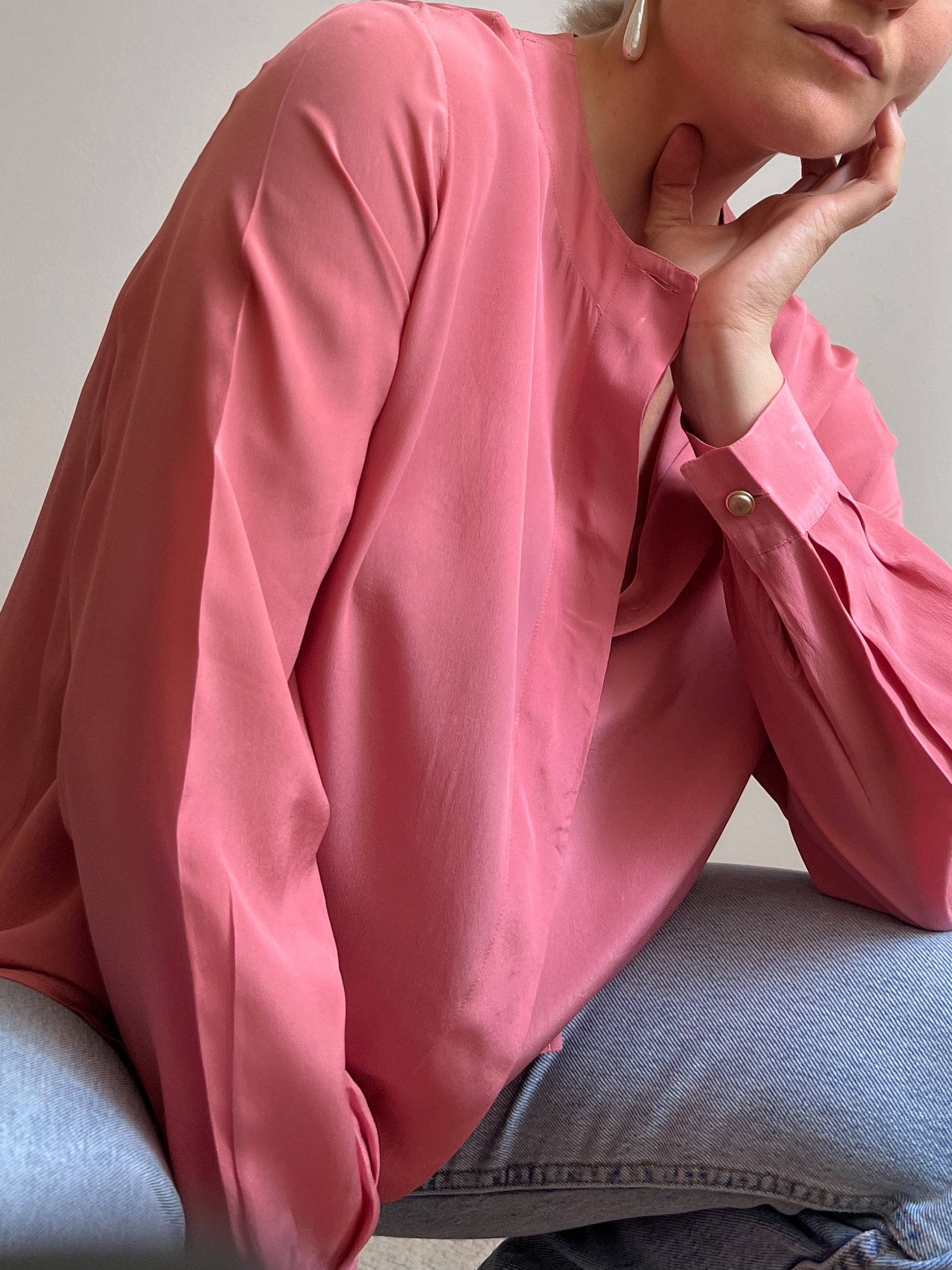 Blusa malva in misto seta