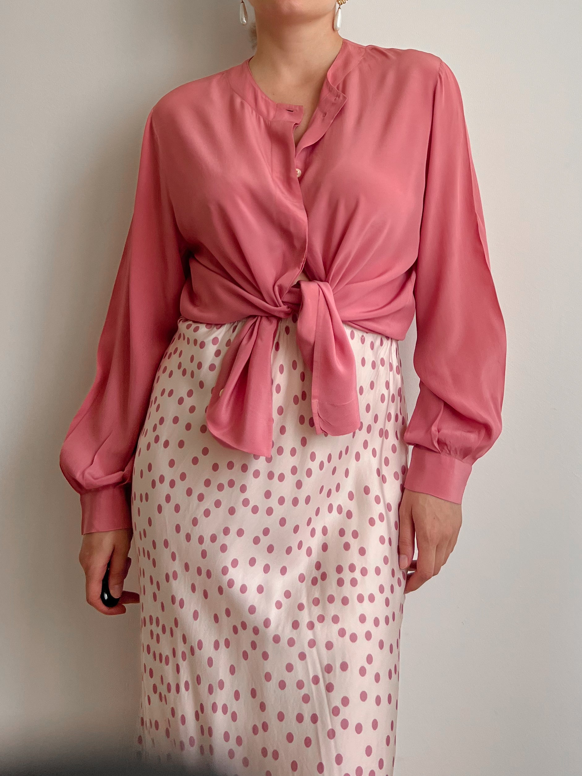 Blusa malva in misto seta