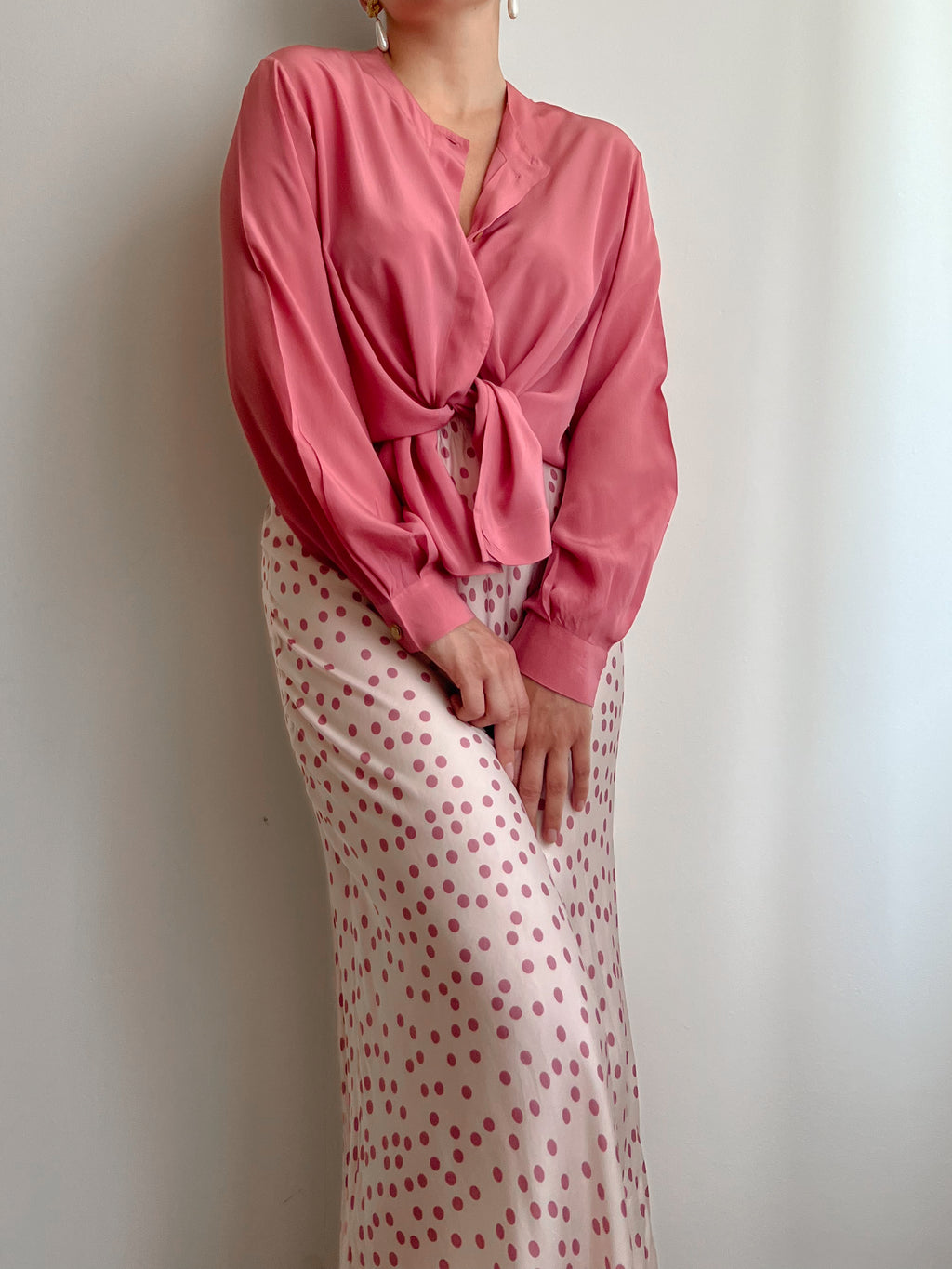 Blusa malva in misto seta