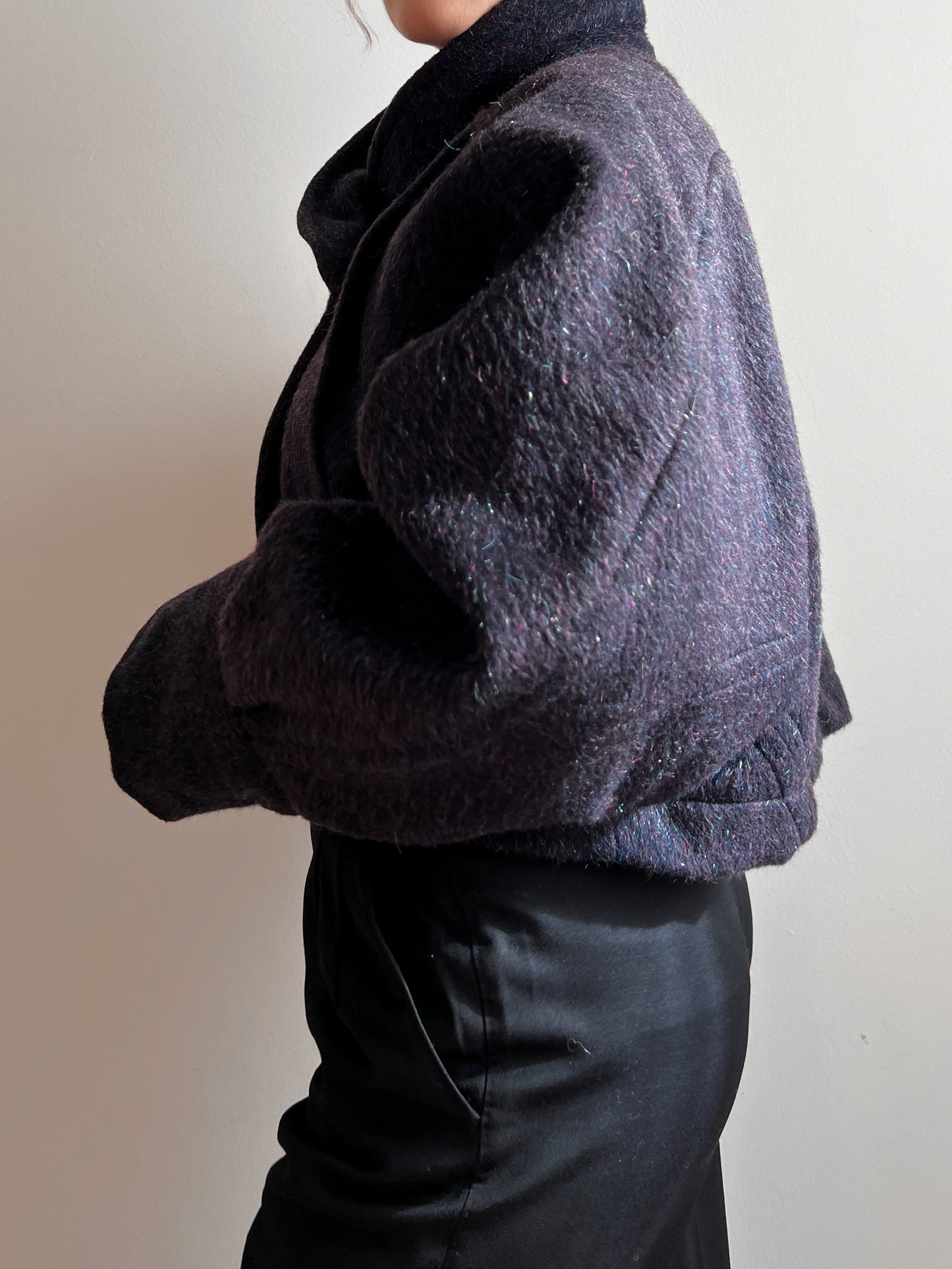 Wool and mohair purple/blue cropped jacket