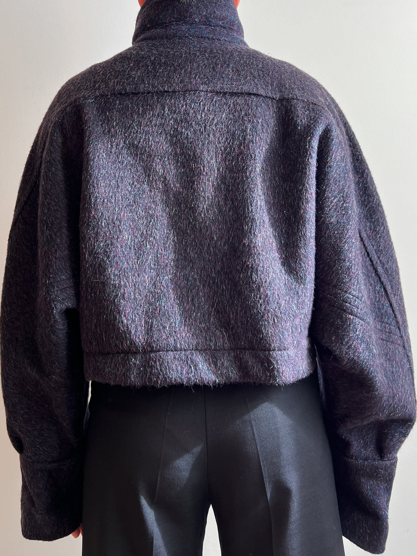 Wool and mohair purple/blue cropped jacket