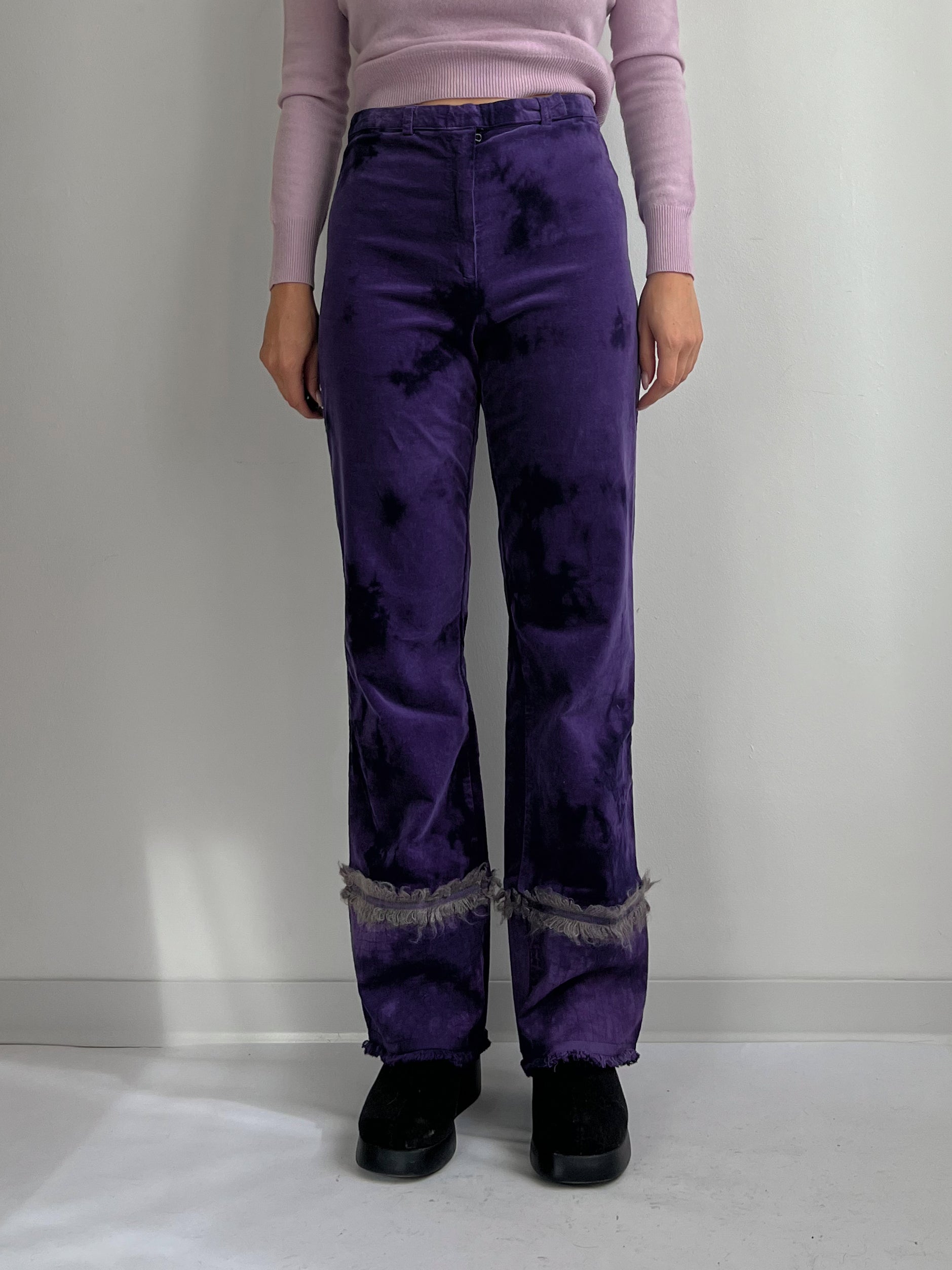 Pantaloni viola in velluto