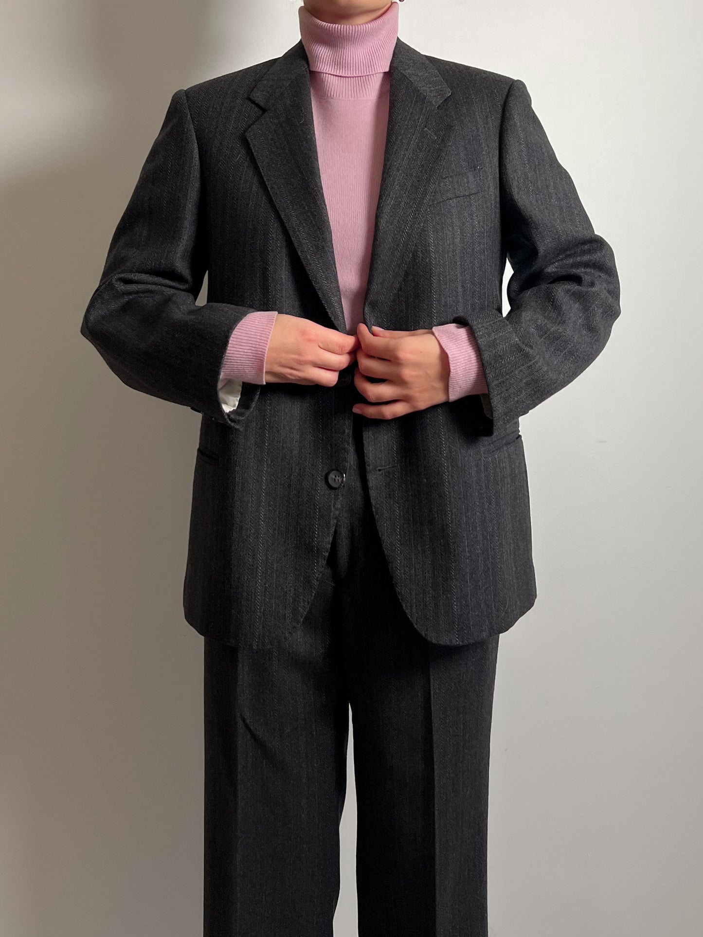 Pure virgin wool pinstripe grey suit