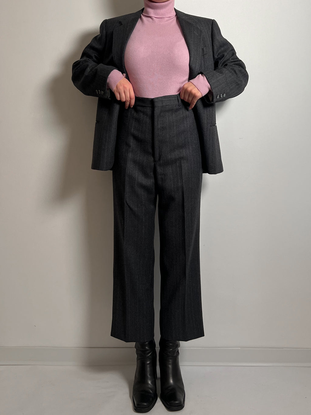 Pure virgin wool pinstripe grey suit