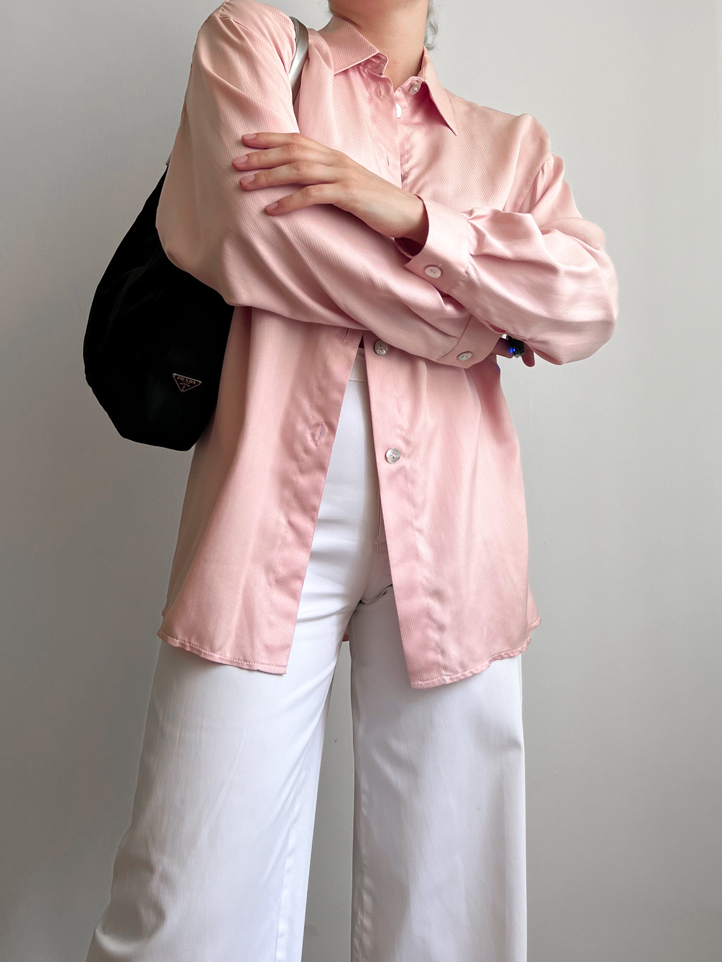 Camicia rosa in 100% seta