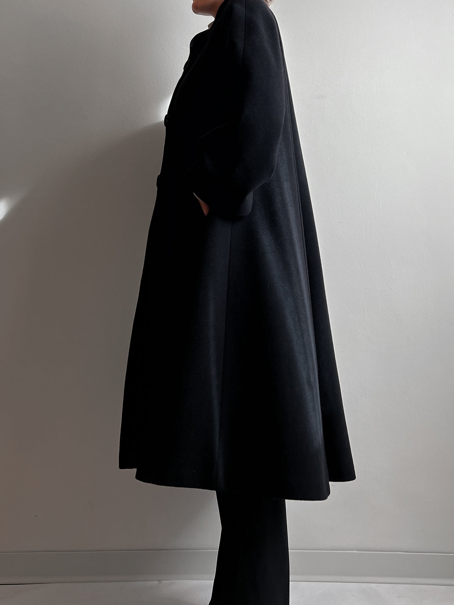 Wool and mohair black long coat