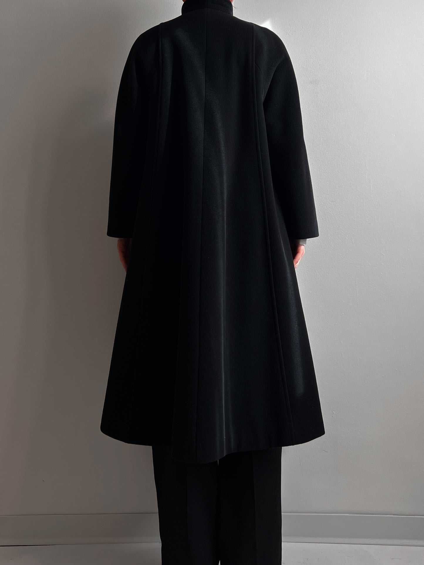 Wool and mohair black long coat