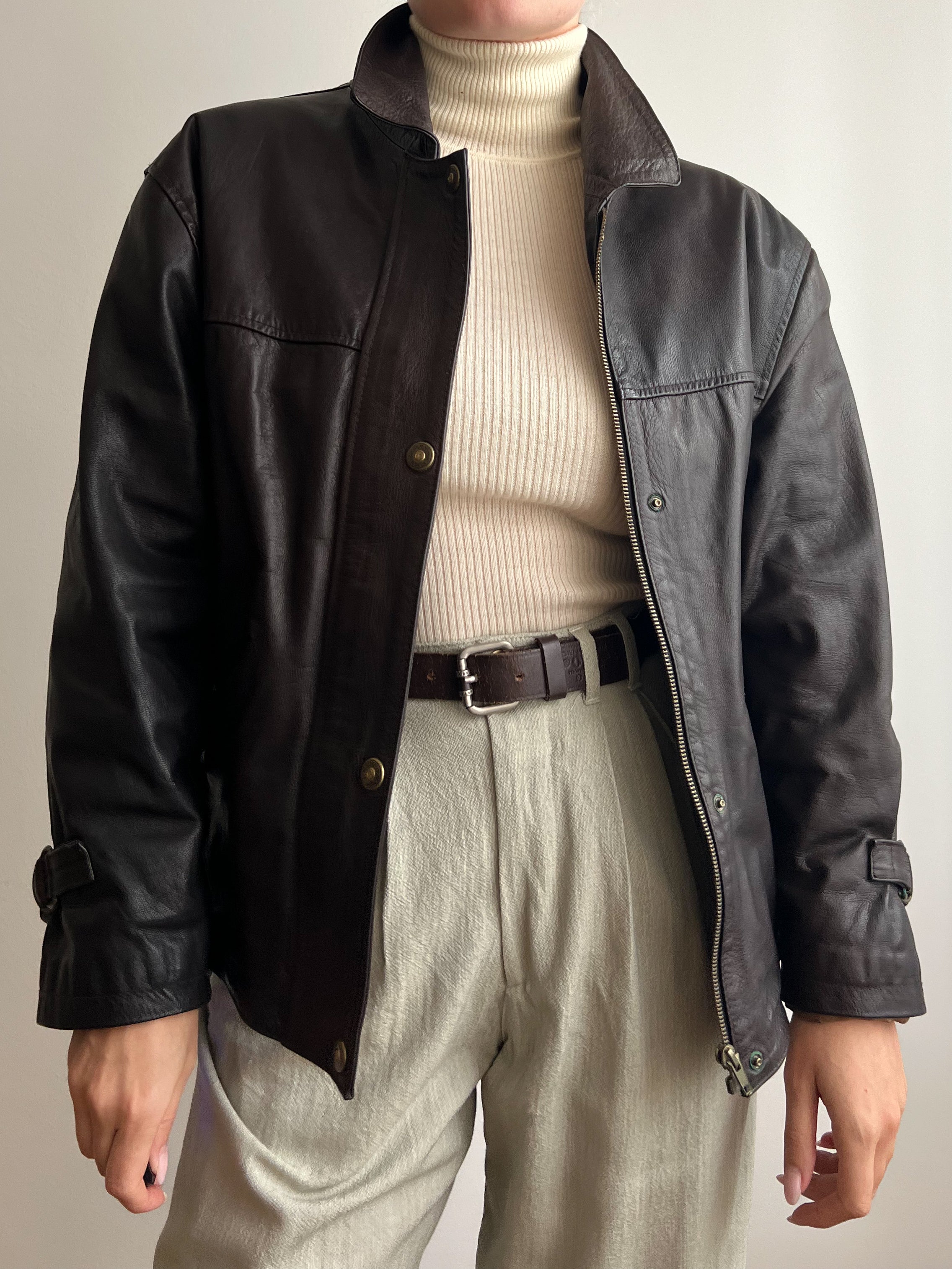 Giacca in pelle marrone