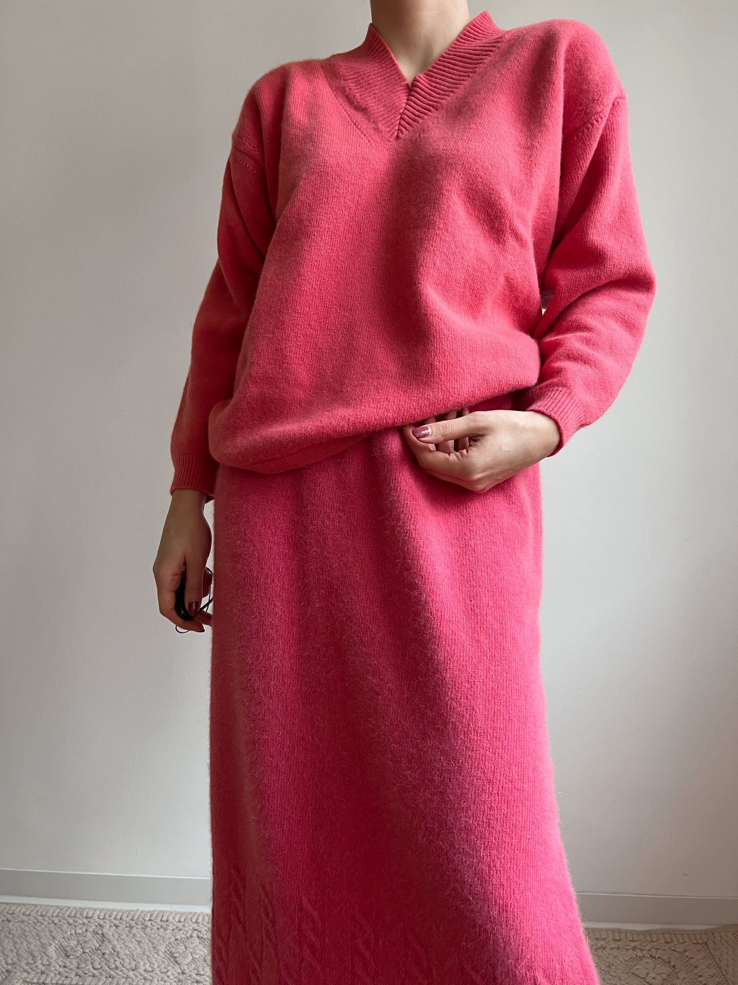 Maglione scollo a V rosa