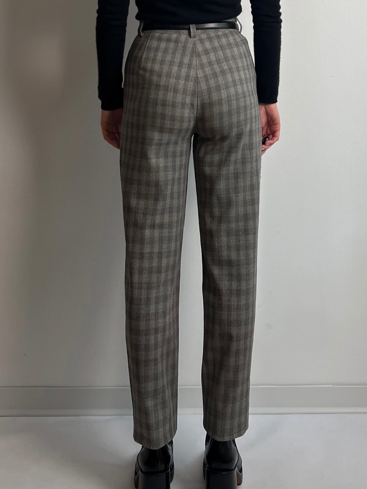 Wool grey check pants