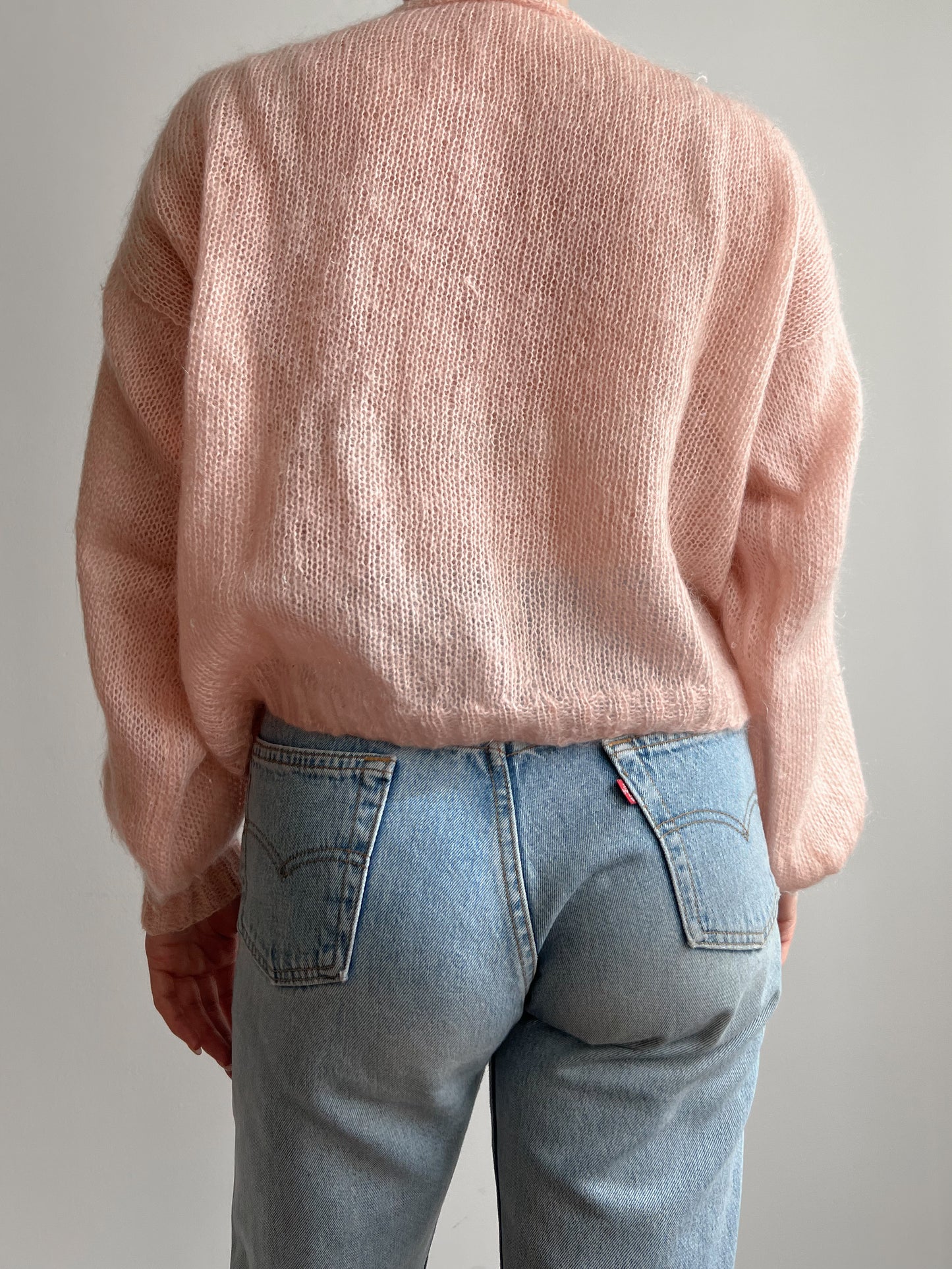 Cardigan rosa in mohnair