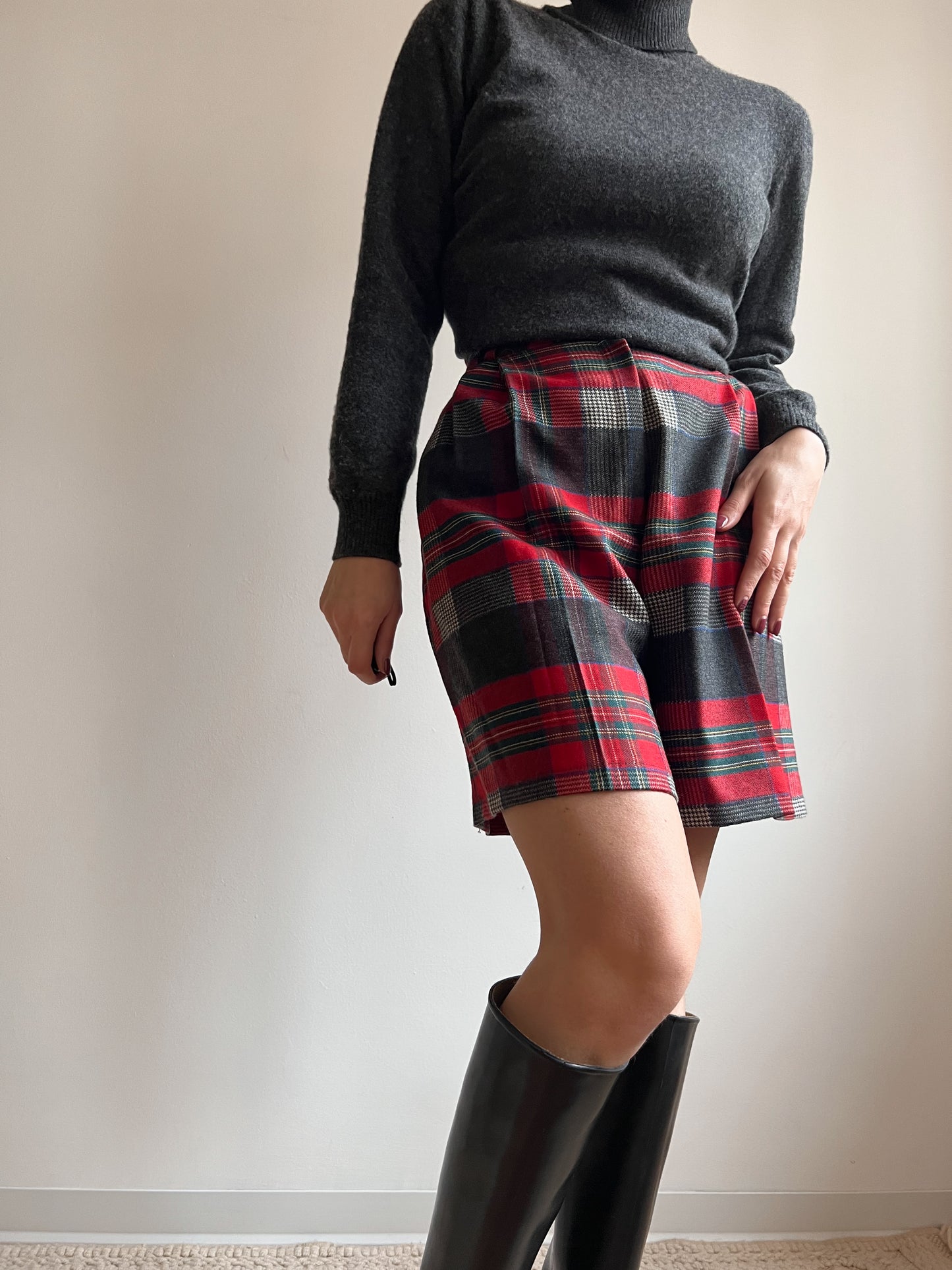 Shorts tartan in lana