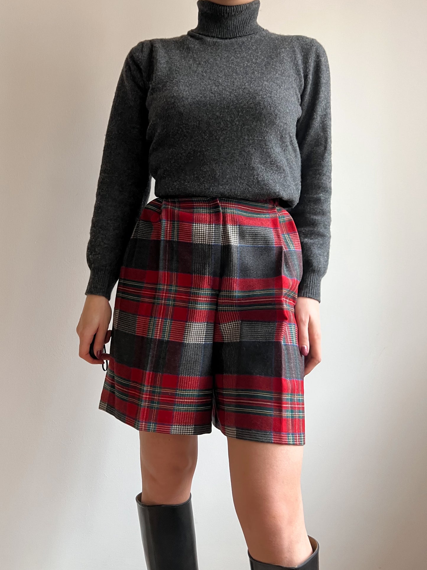 Shorts tartan in lana