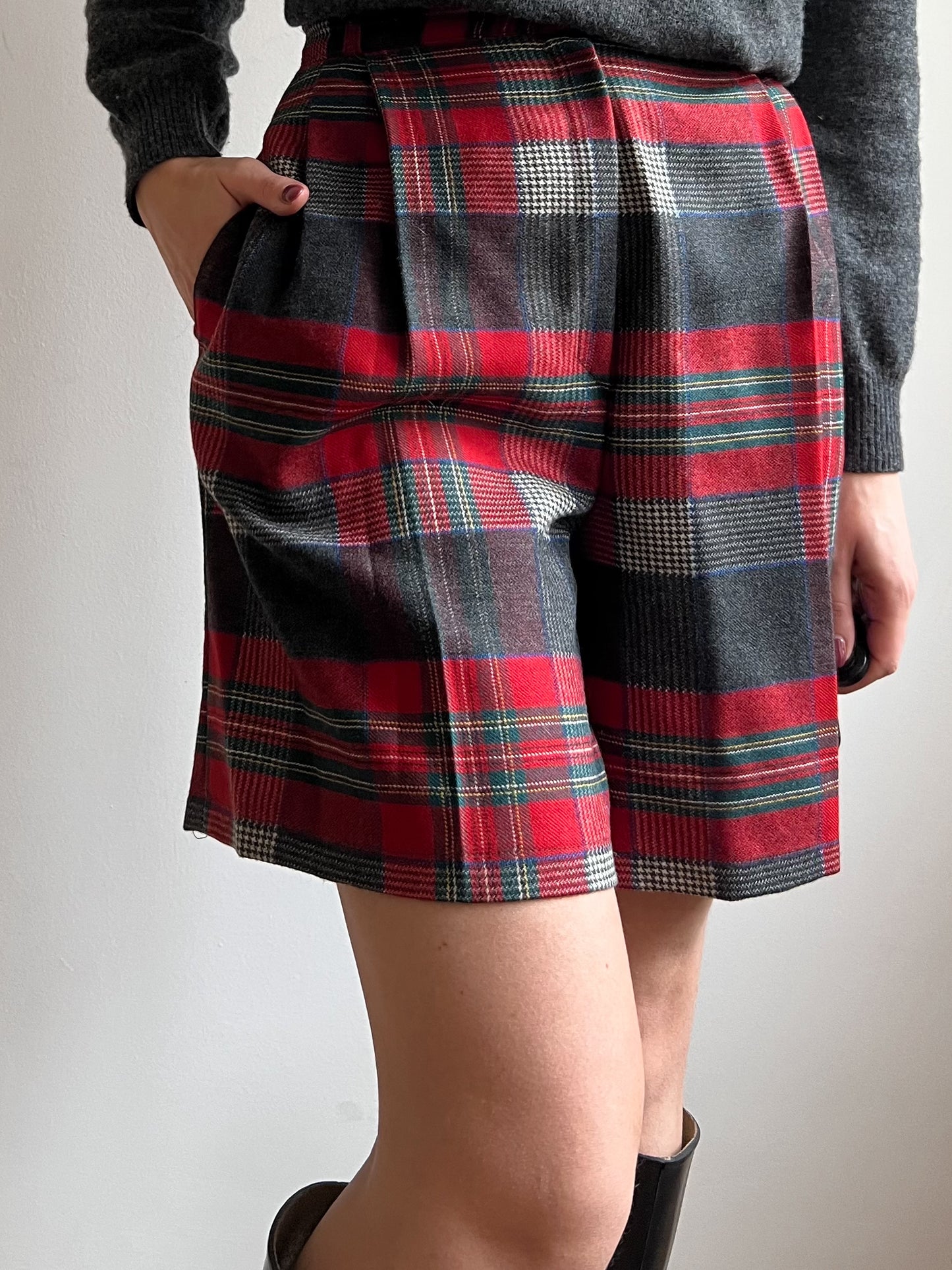 Shorts tartan in lana