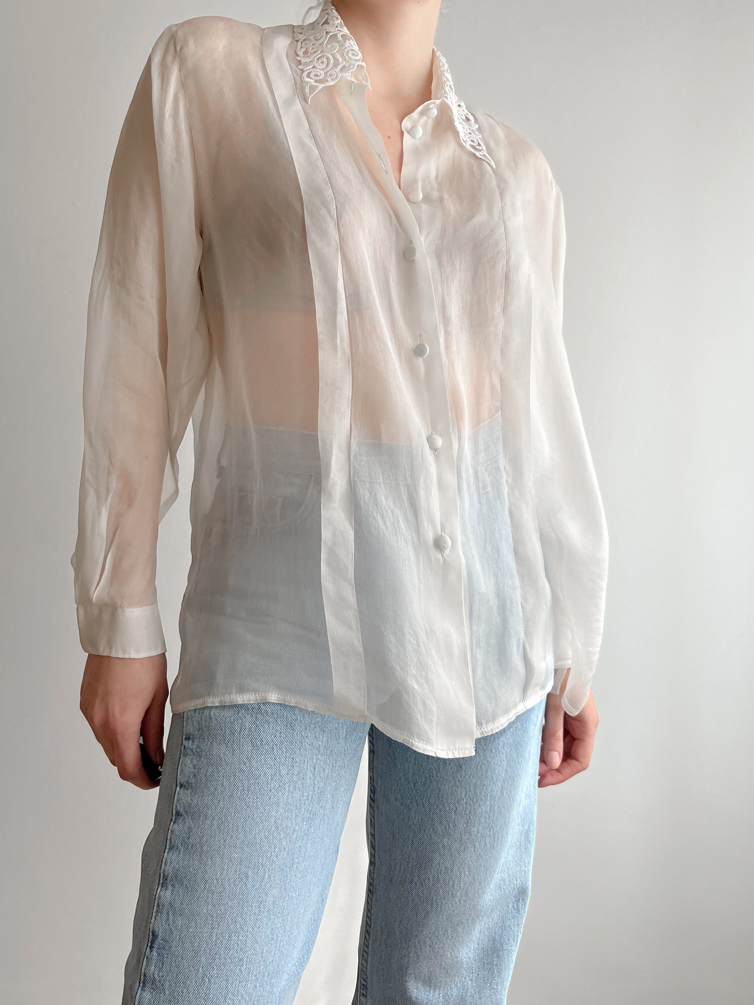 Camicia sartoriale avorio in seta