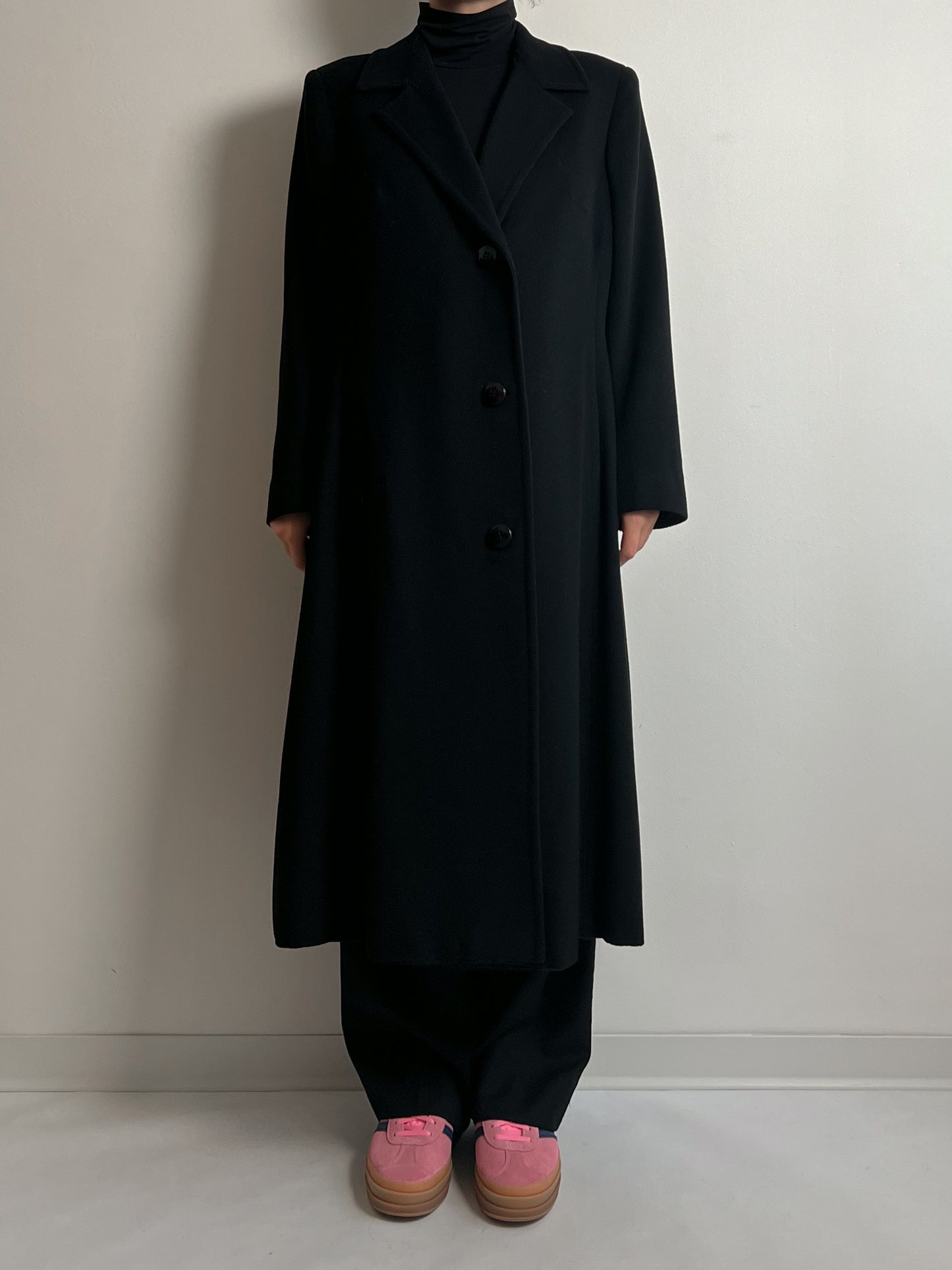 Pure wool black long coat