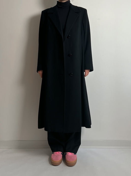 Pure wool black long coat