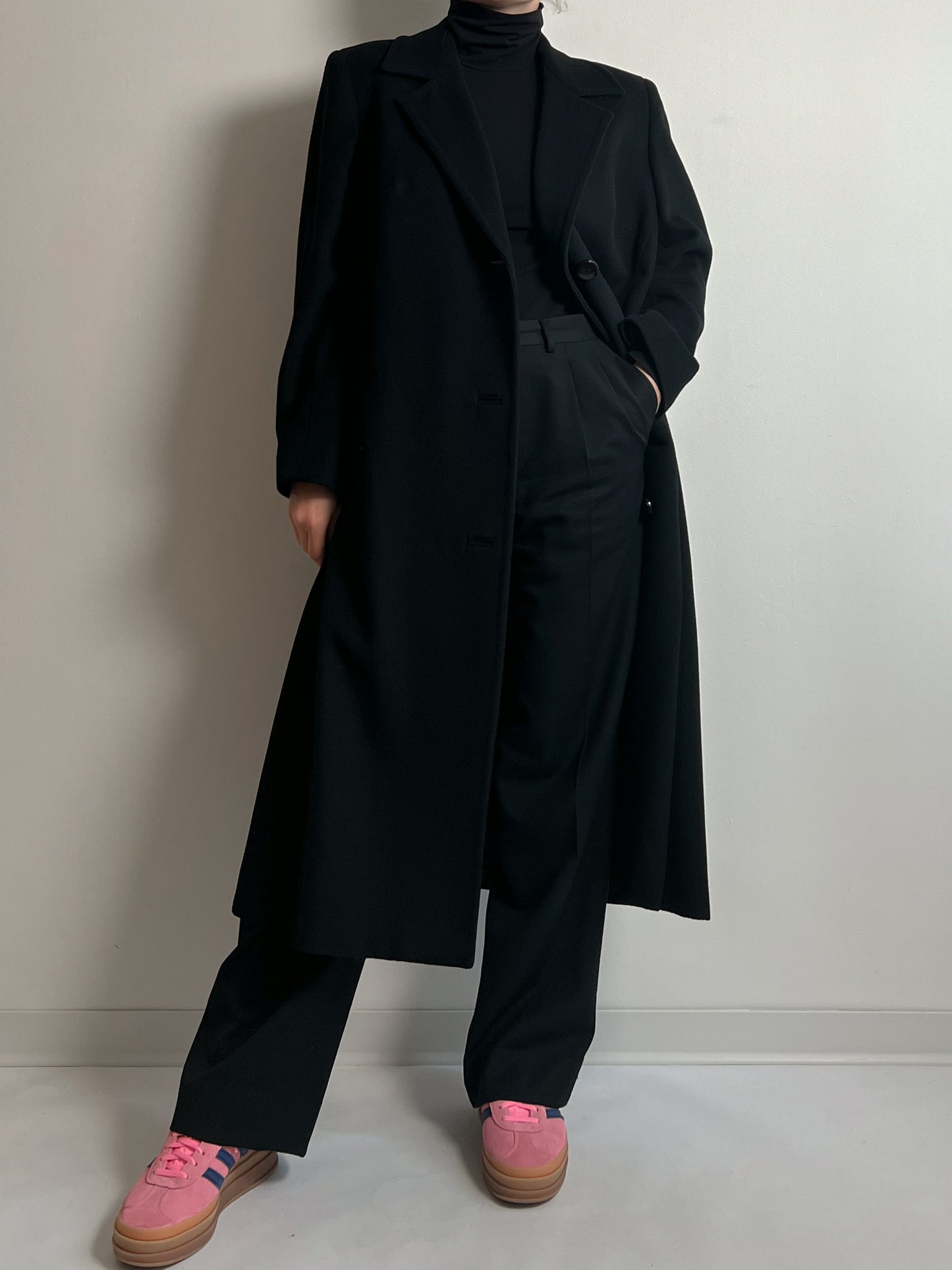 Pure wool black long coat