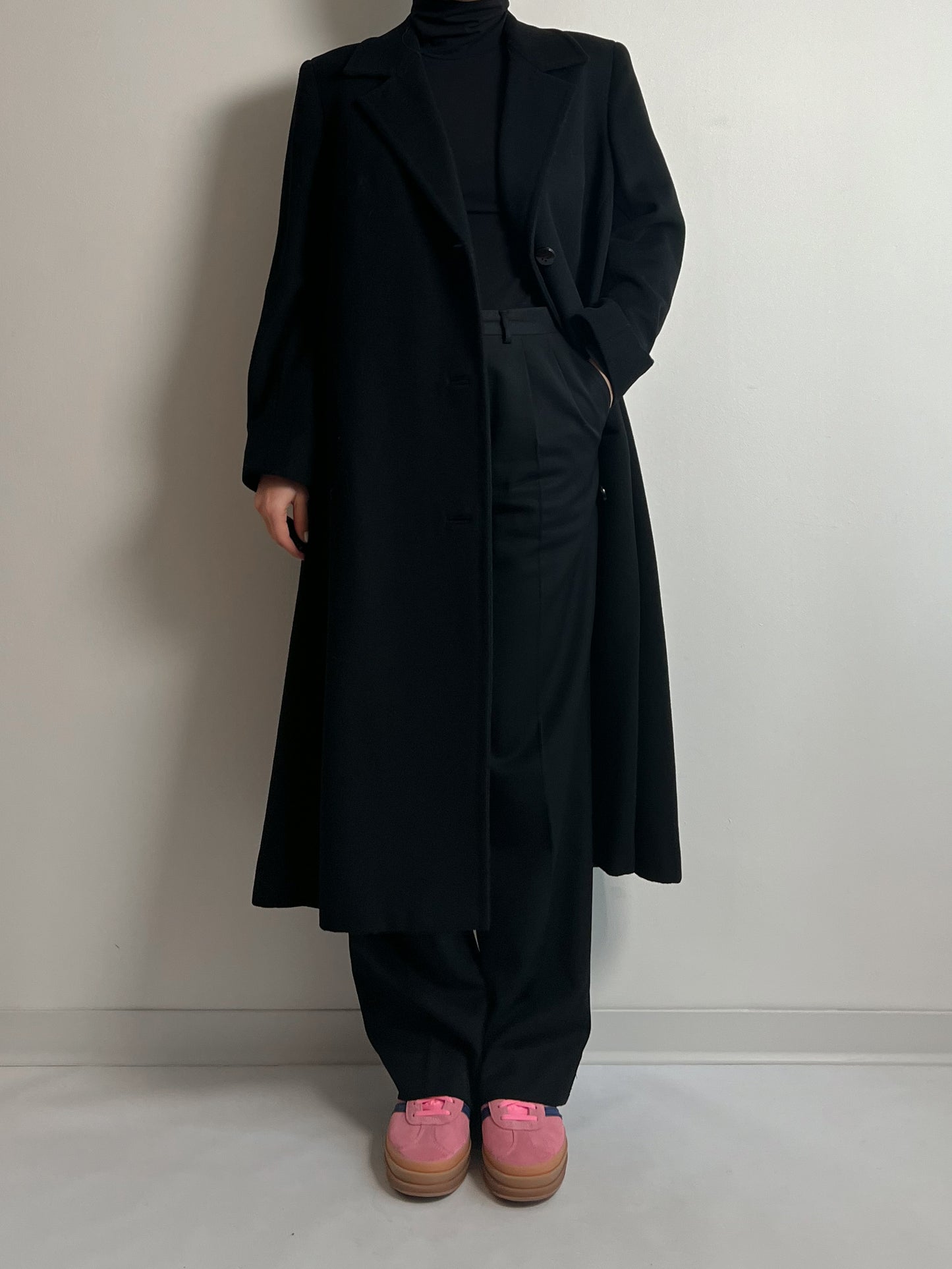 Pure wool black long coat