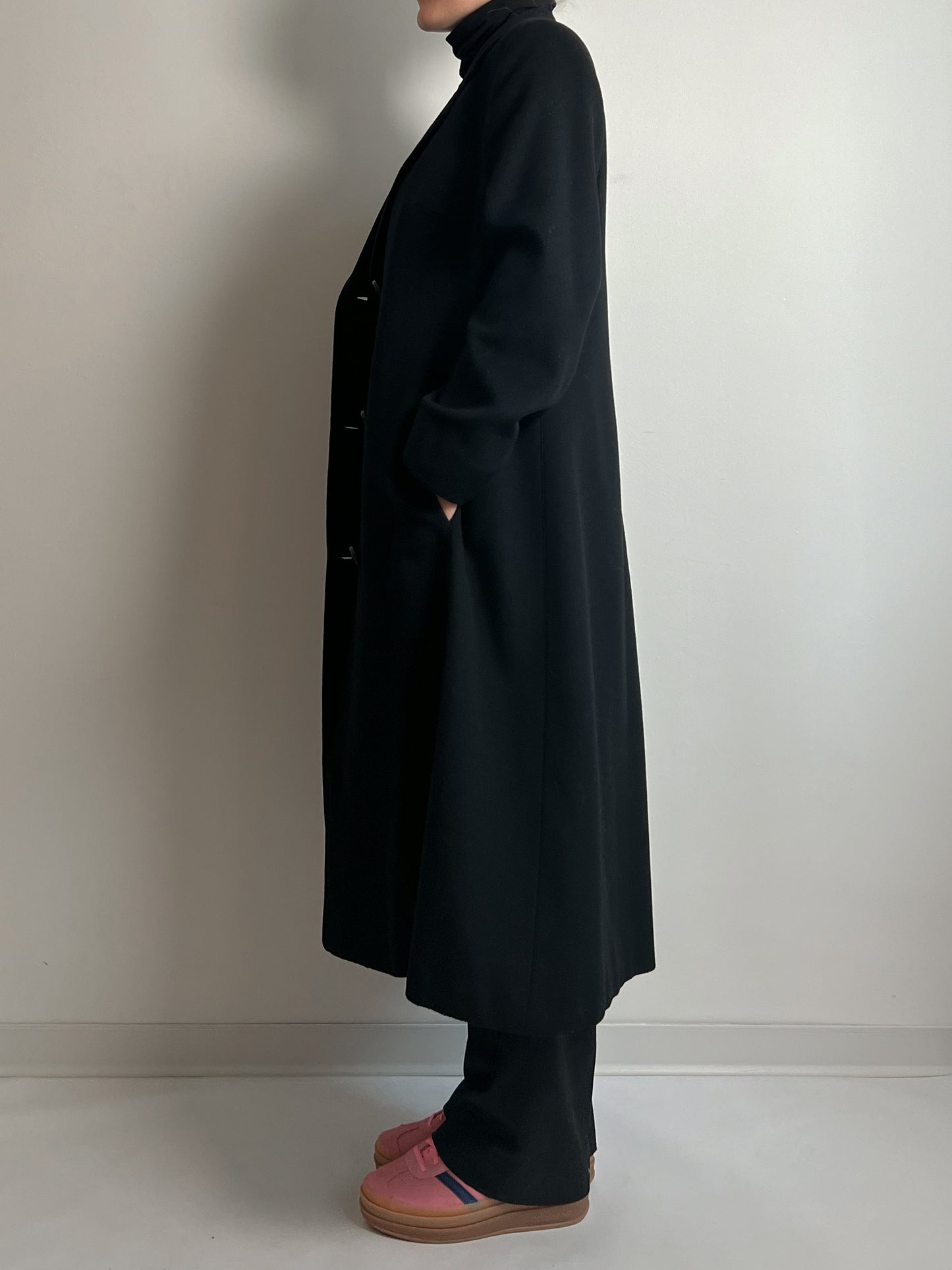 Pure wool black long coat