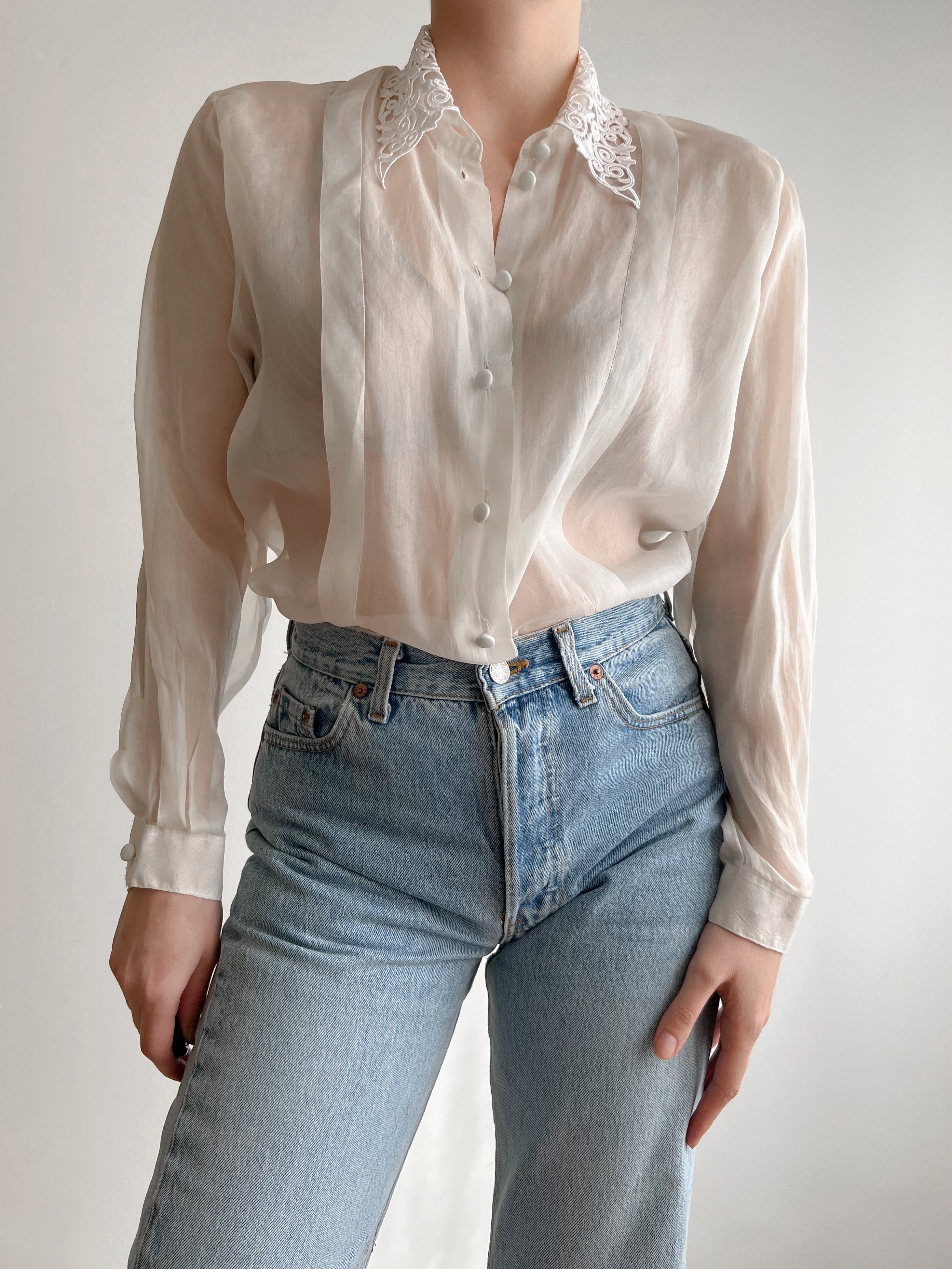 Camicia sartoriale avorio in seta