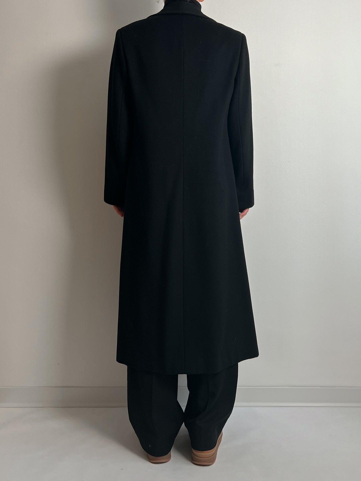 Pure wool black long coat