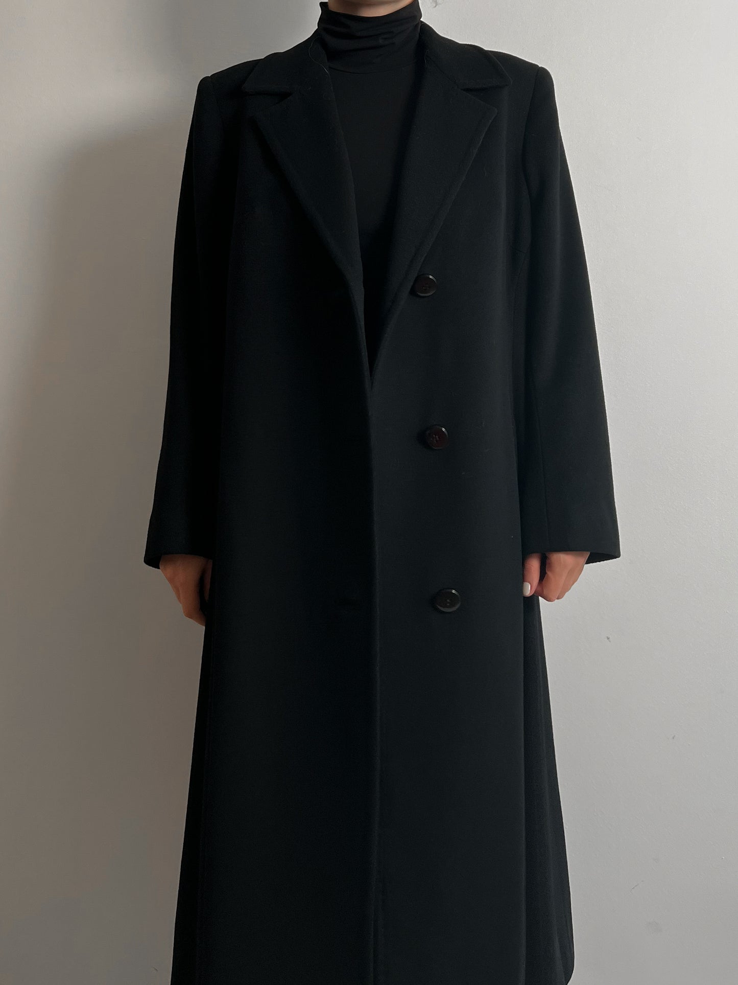 Pure wool black long coat