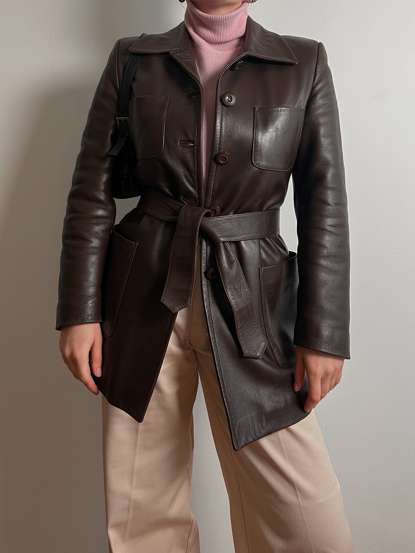 Real leather brown jacket