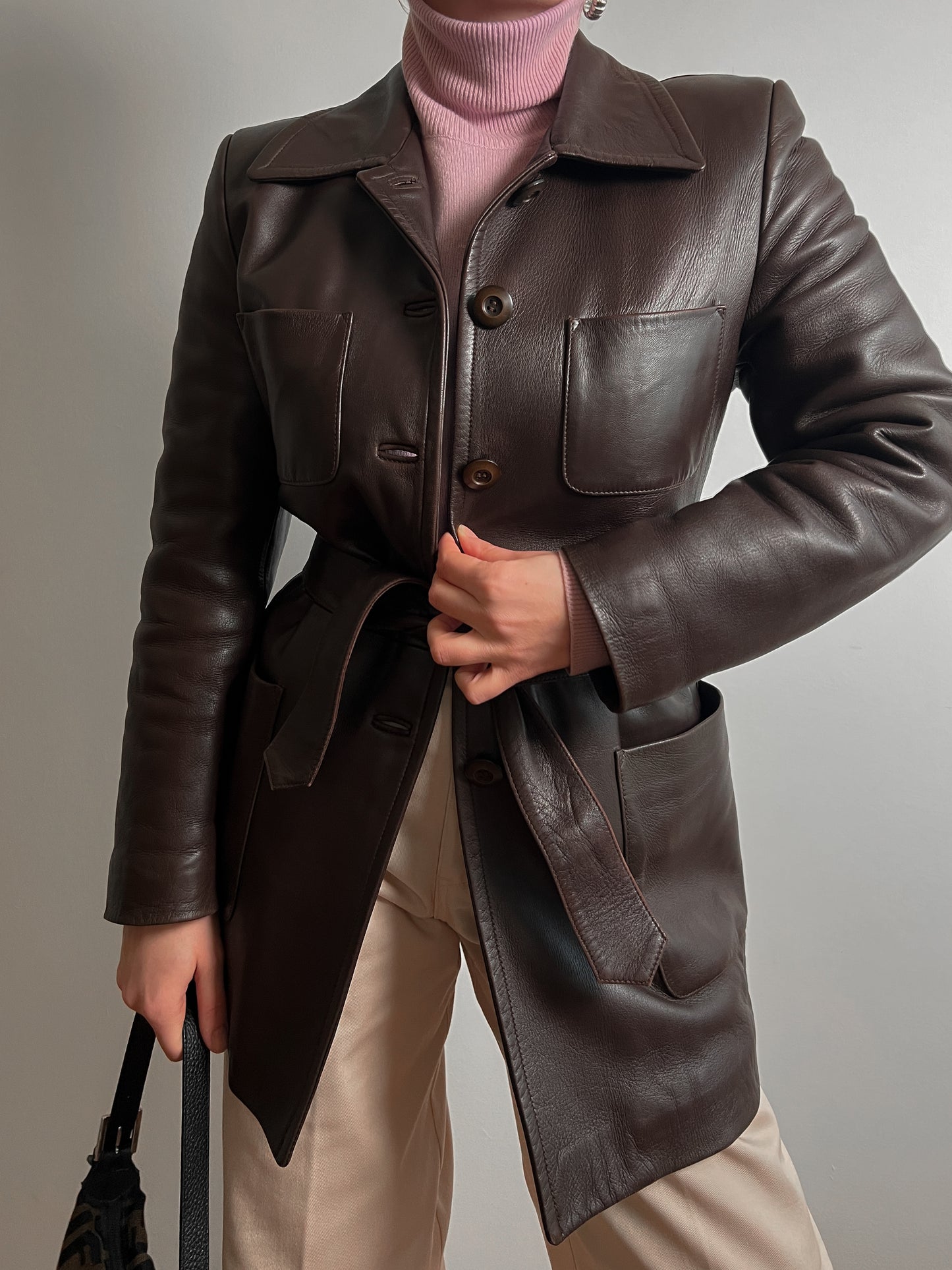 Real leather brown jacket