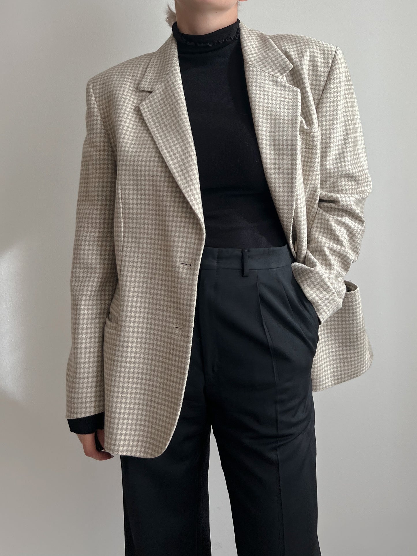 Blazer in lana e cashmere beige