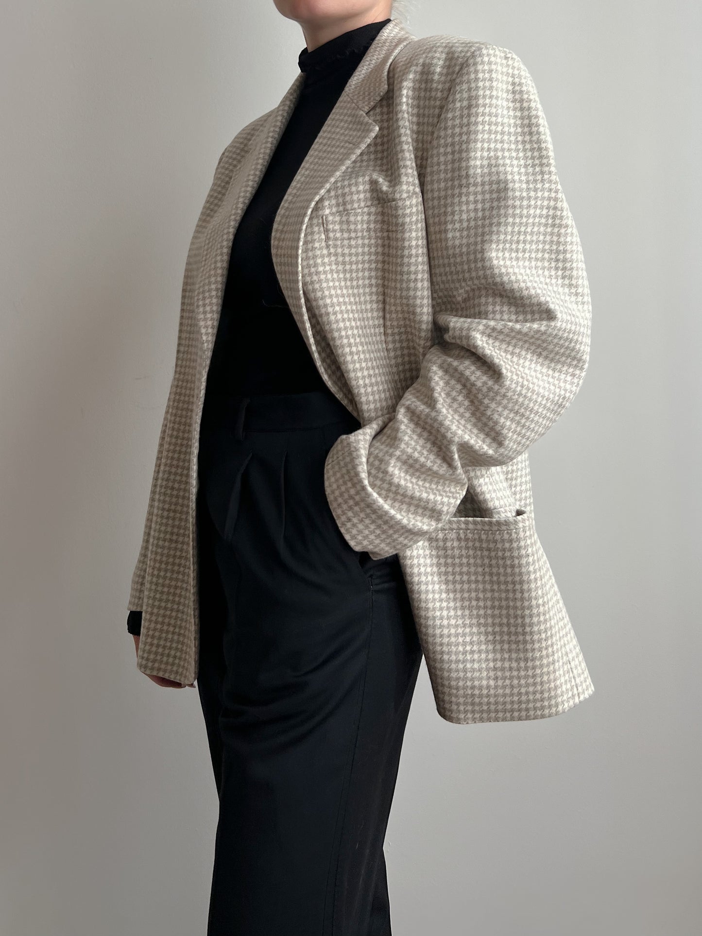 Blazer in lana e cashmere beige