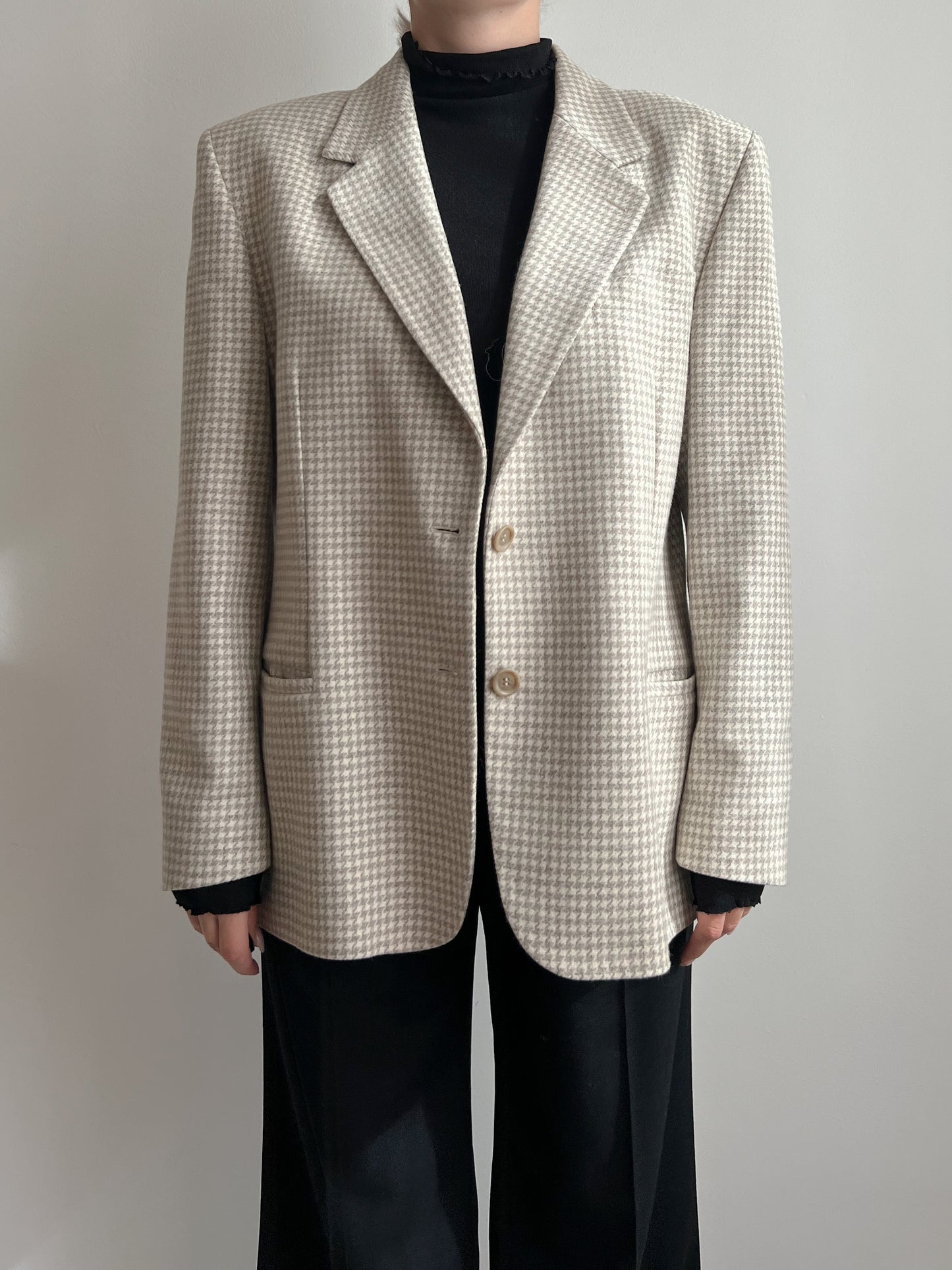 Blazer in lana e cashmere beige