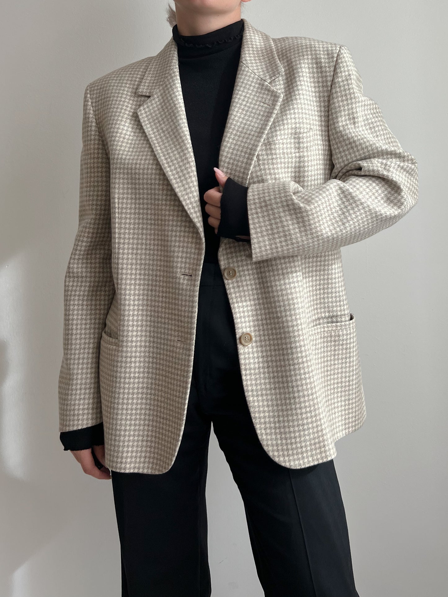 Blazer in lana e cashmere beige