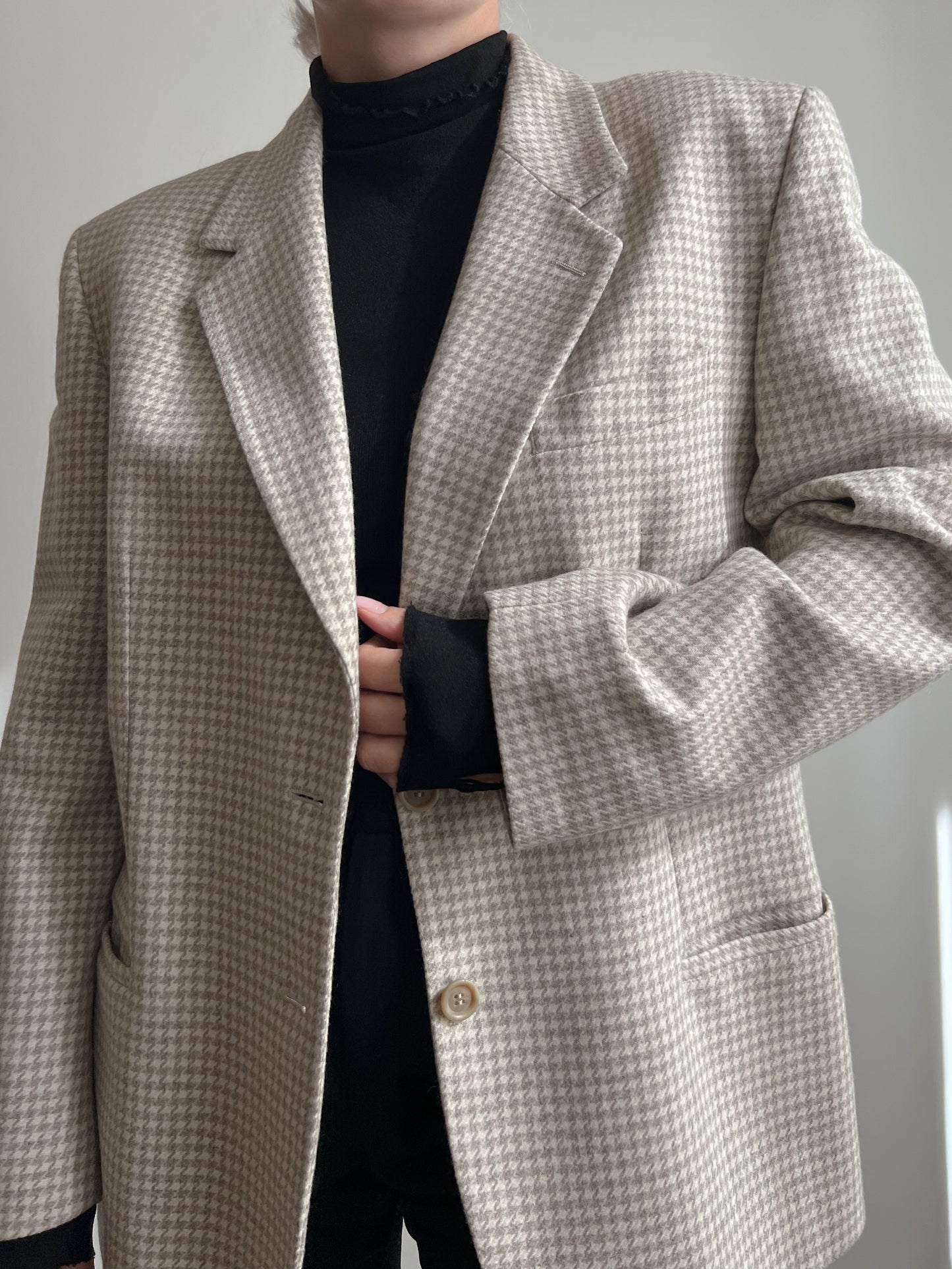 Blazer in lana e cashmere beige