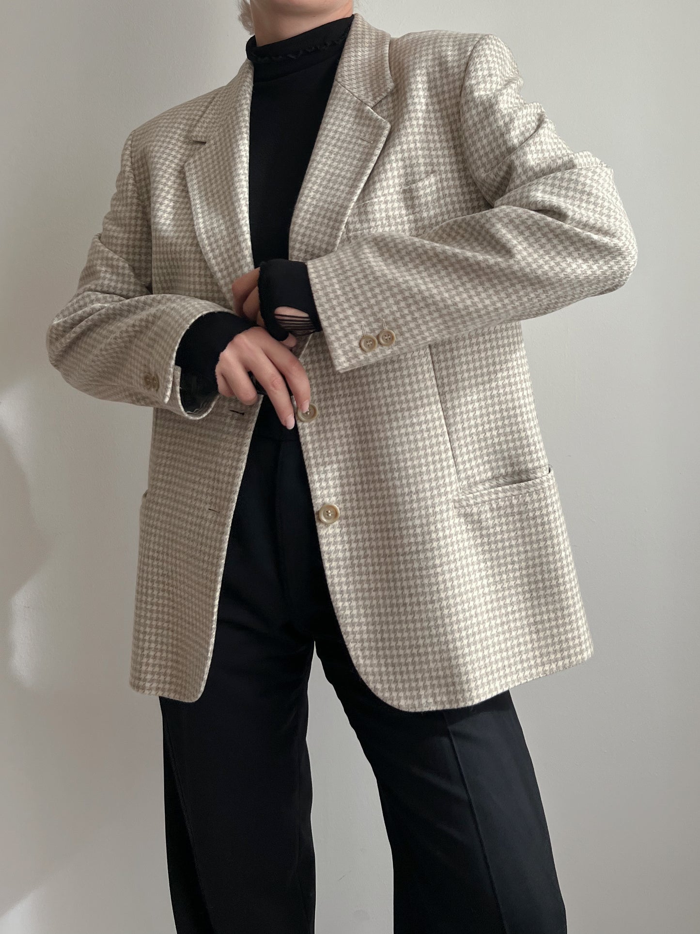 Blazer in lana e cashmere beige