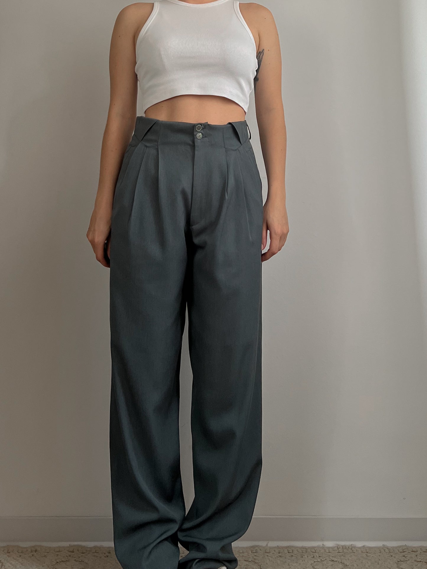 Vintage viscose pleated pants