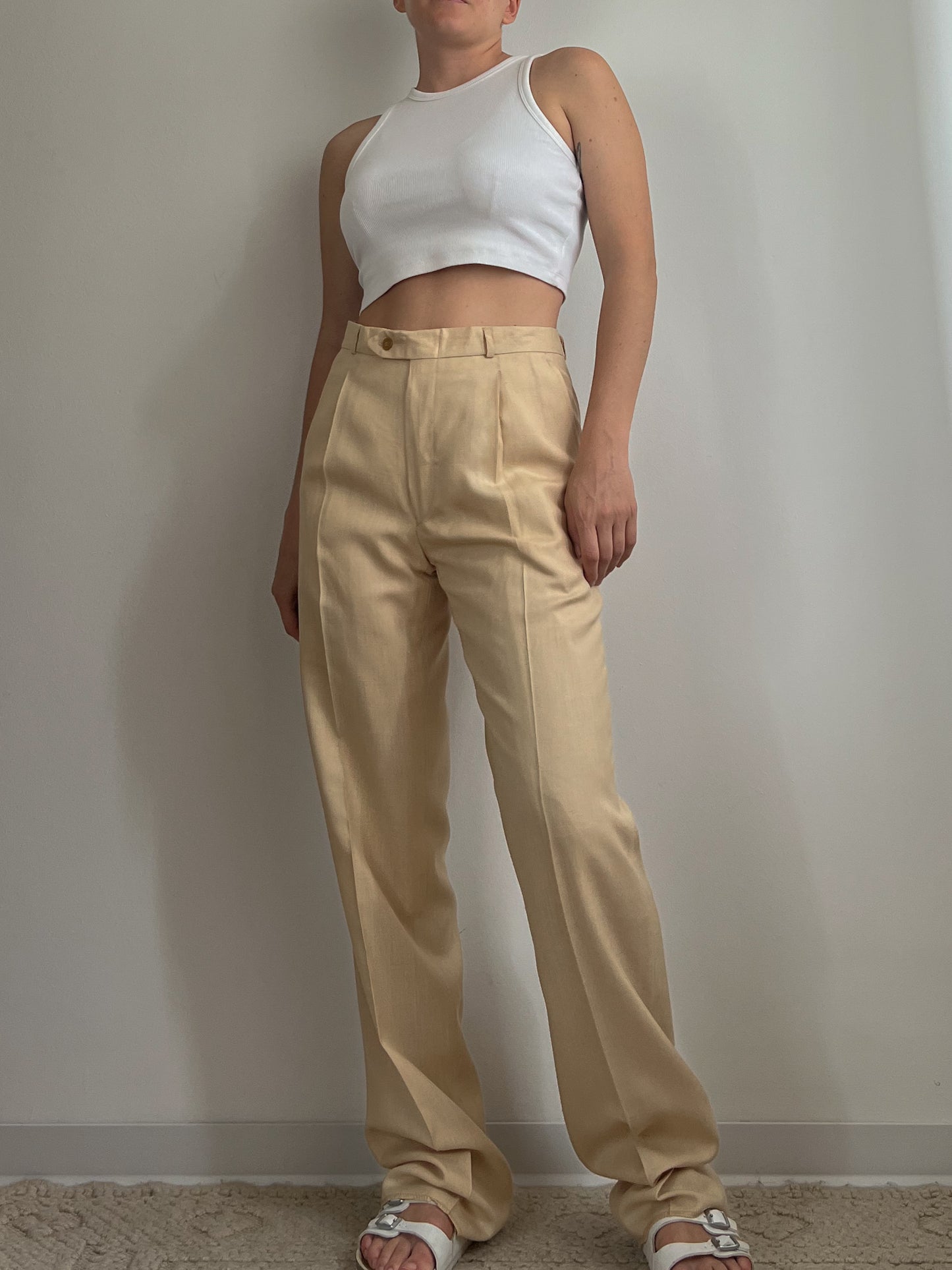 Vintage viscose and linen pleated pants