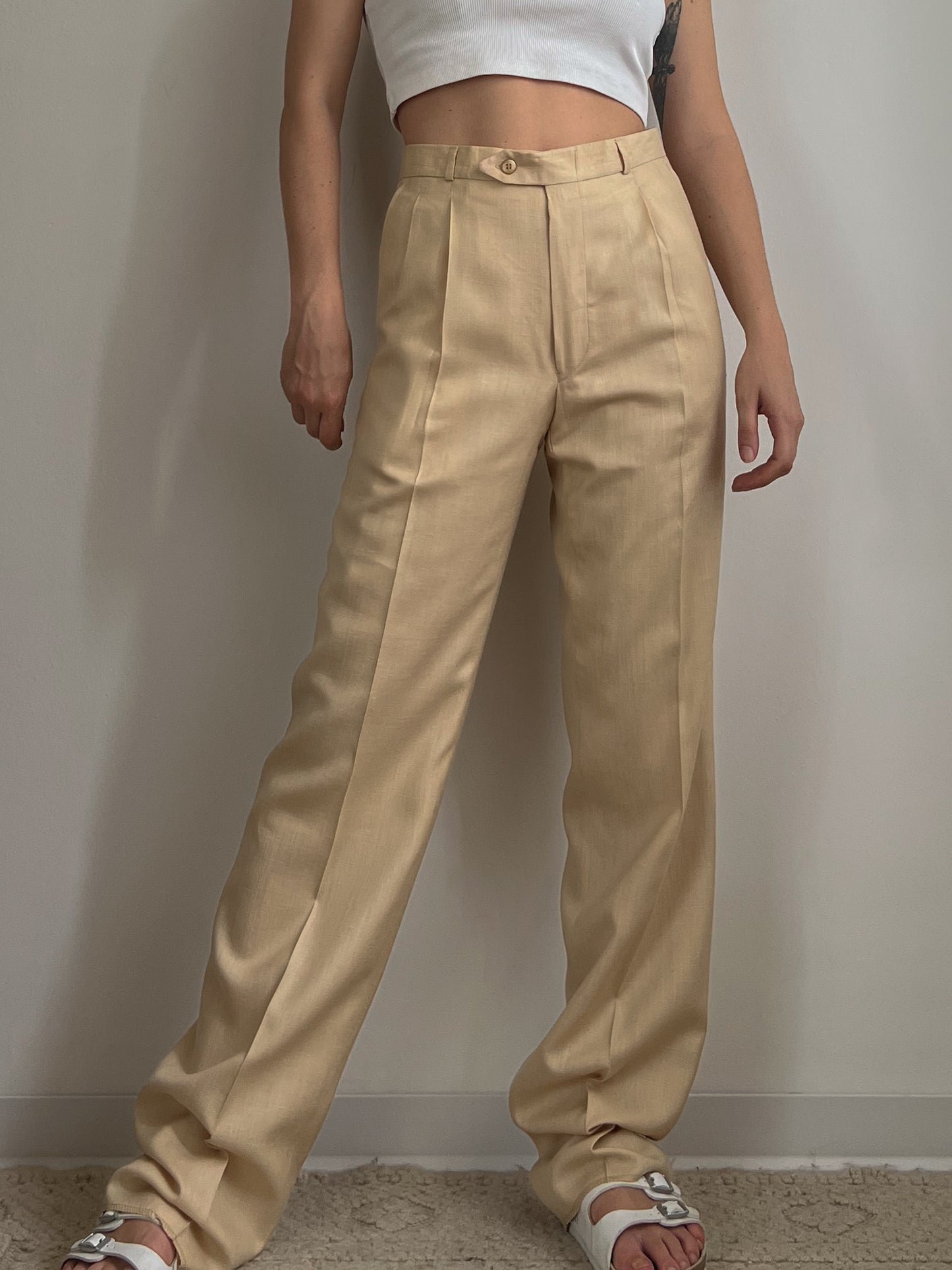 Vintage viscose and linen pleated pants