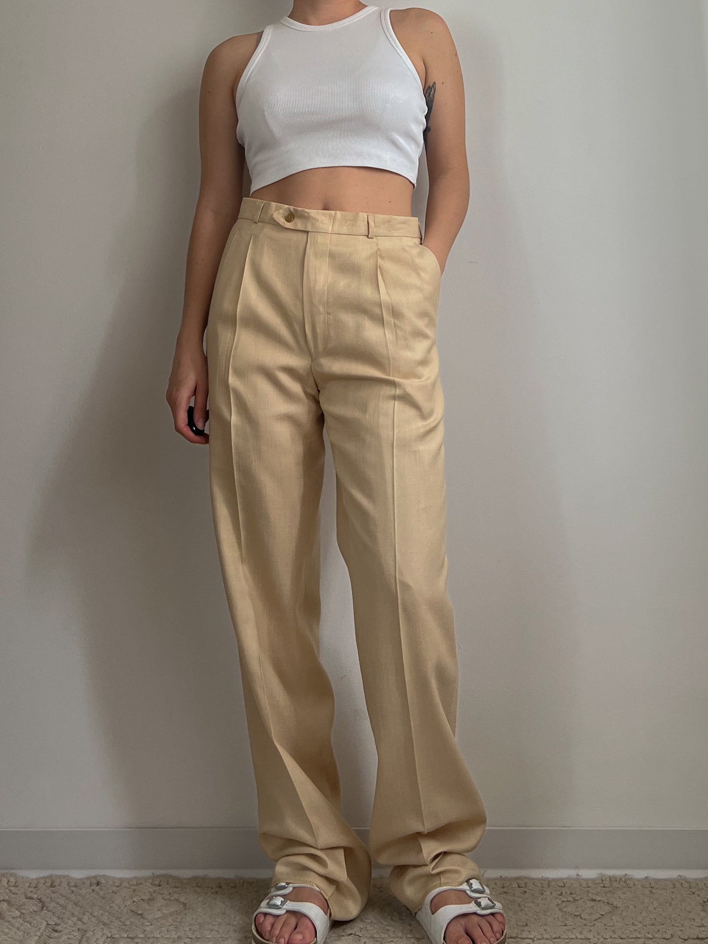 Vintage viscose and linen pleated pants