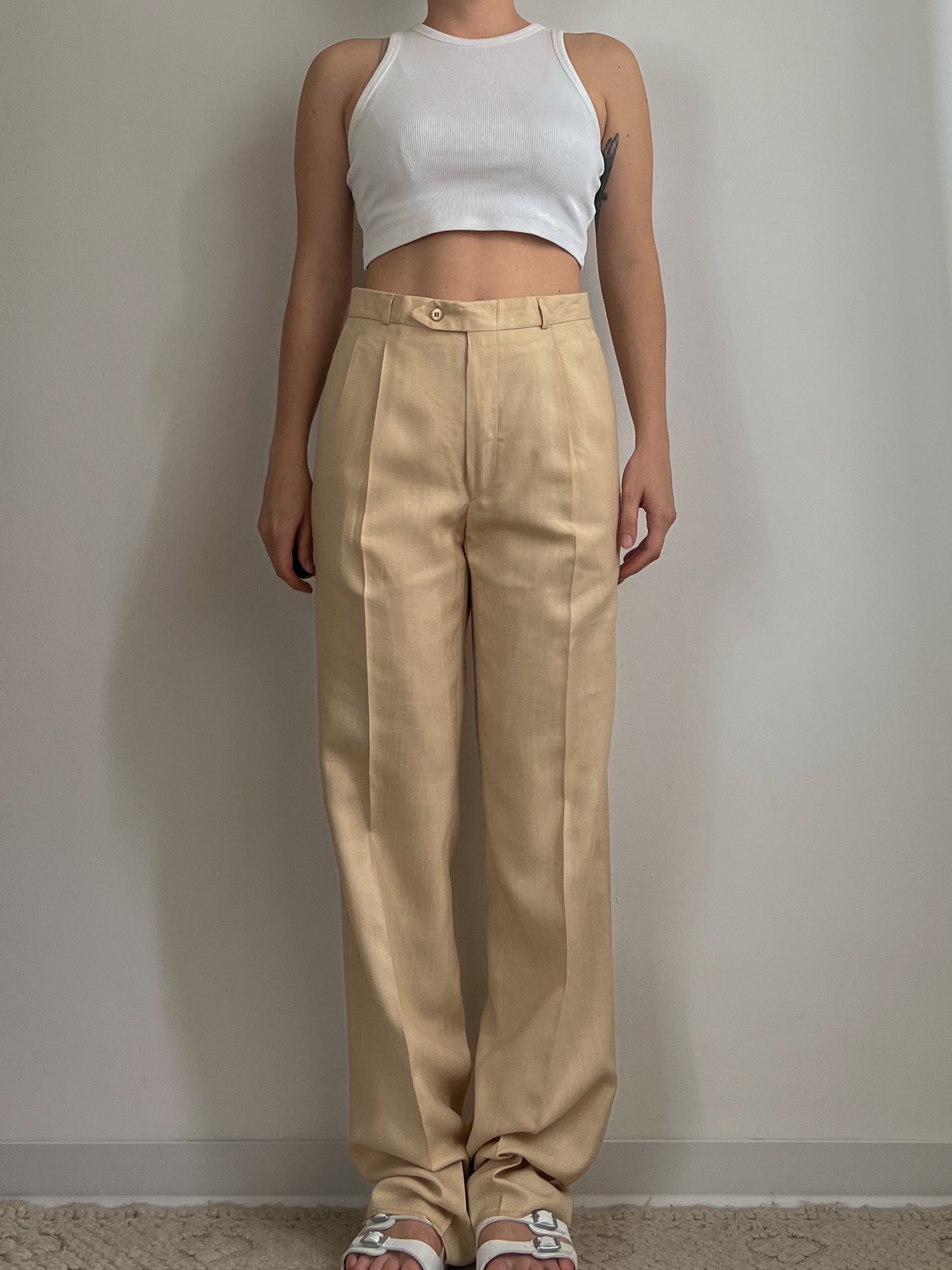 Vintage viscose and linen pleated pants