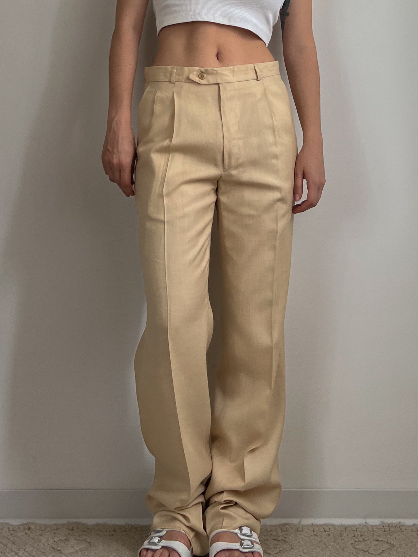 Vintage viscose and linen pleated pants