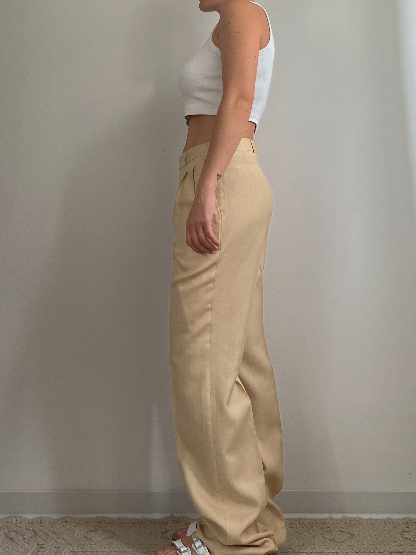 Vintage viscose and linen pleated pants