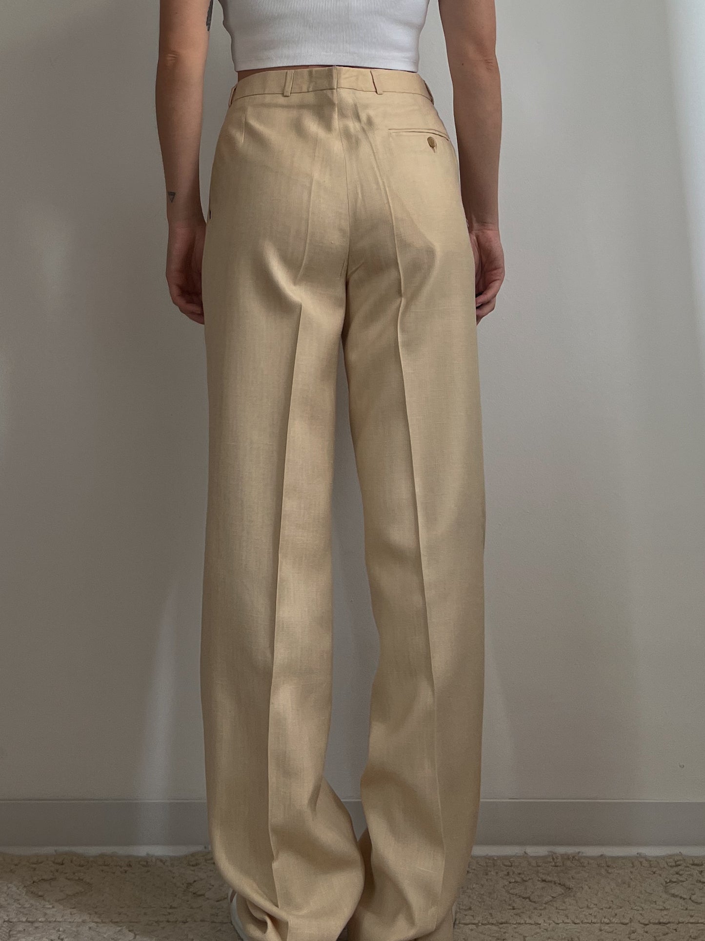 Vintage viscose and linen pleated pants