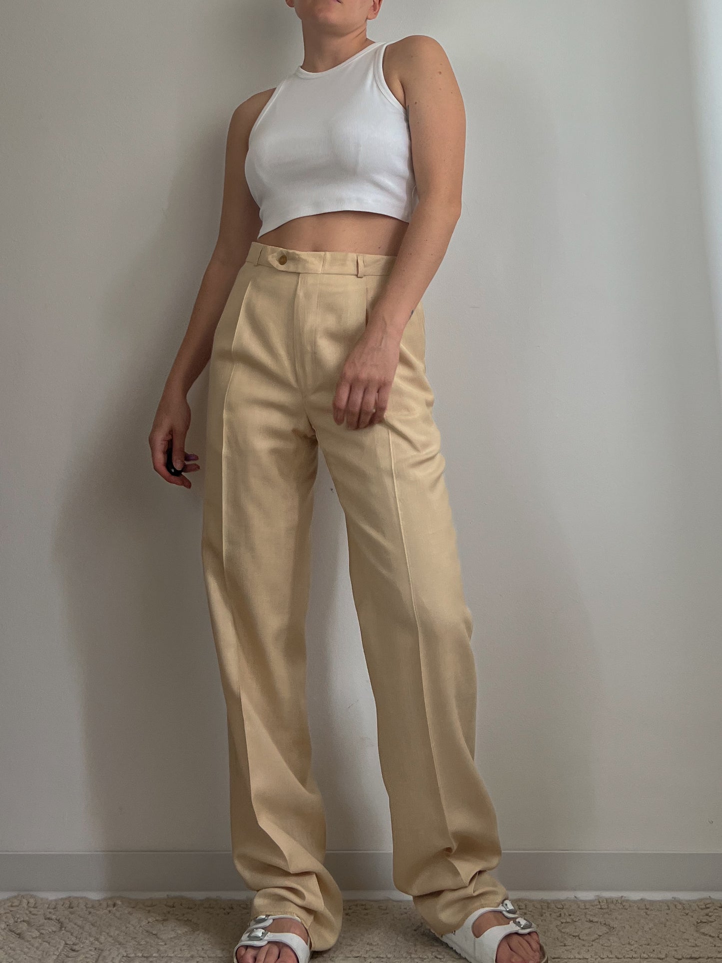 Vintage viscose and linen pleated pants