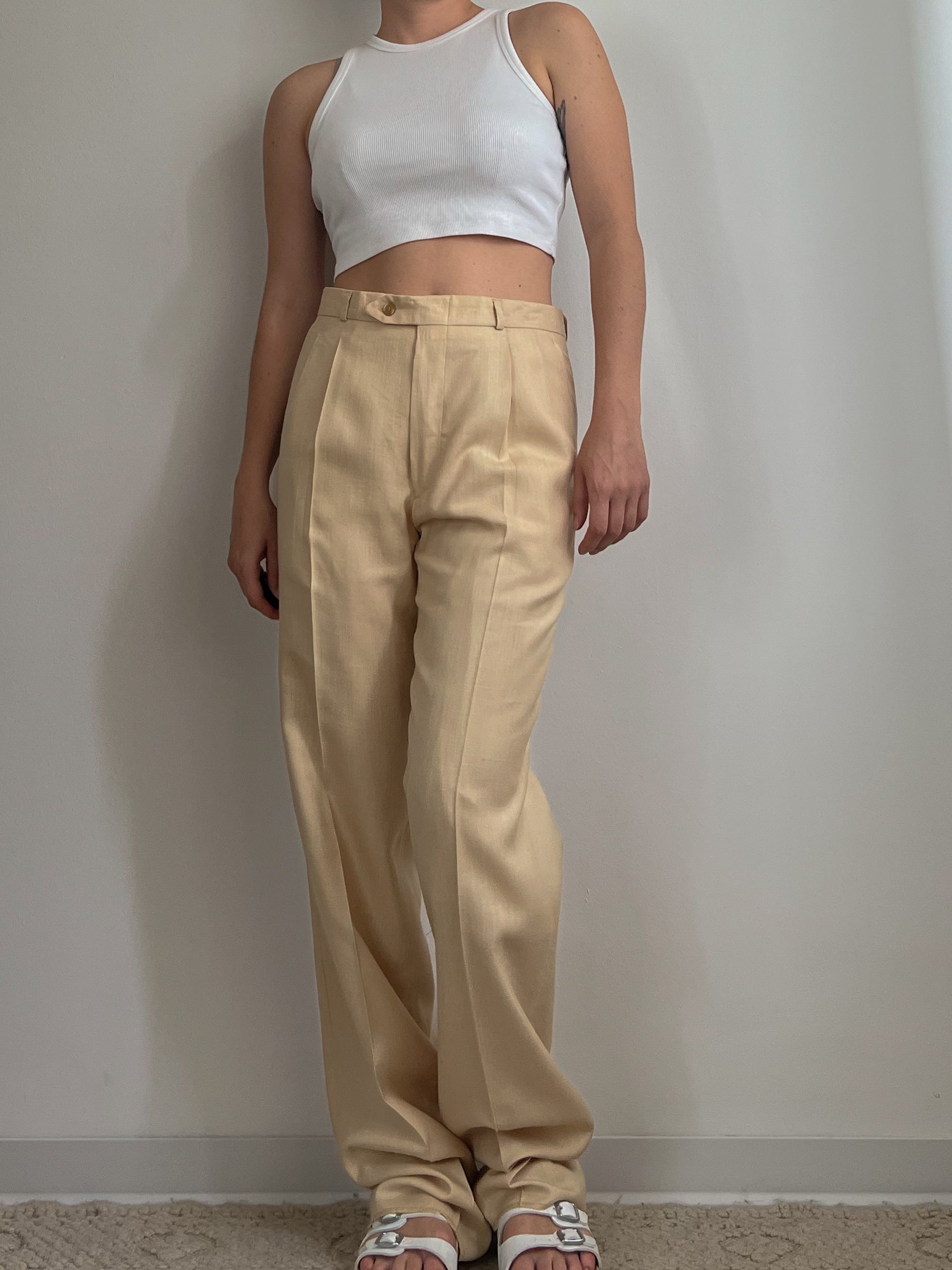 Vintage viscose and linen pleated pants
