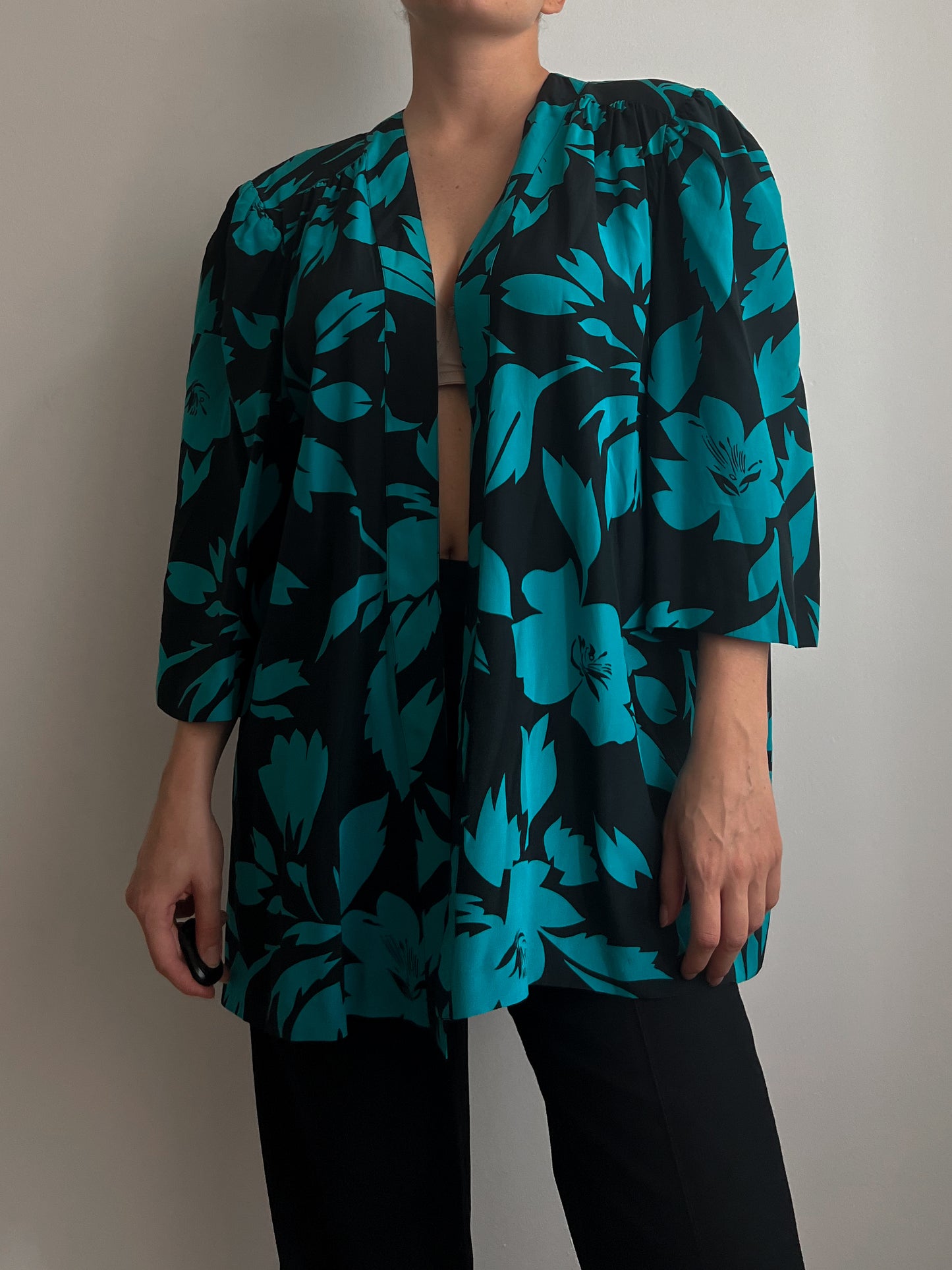 Vintage floral silk blouse