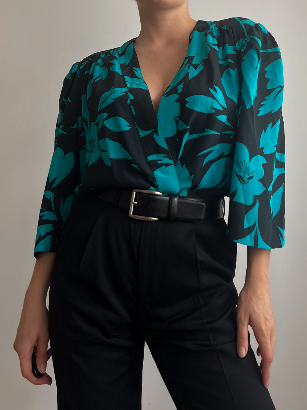 Vintage floral silk blouse