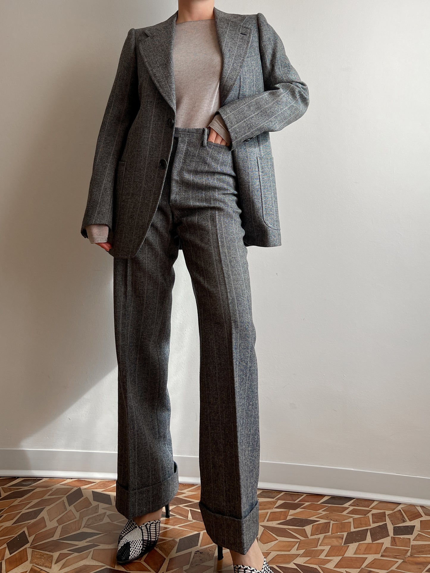 Pure wool striped suit