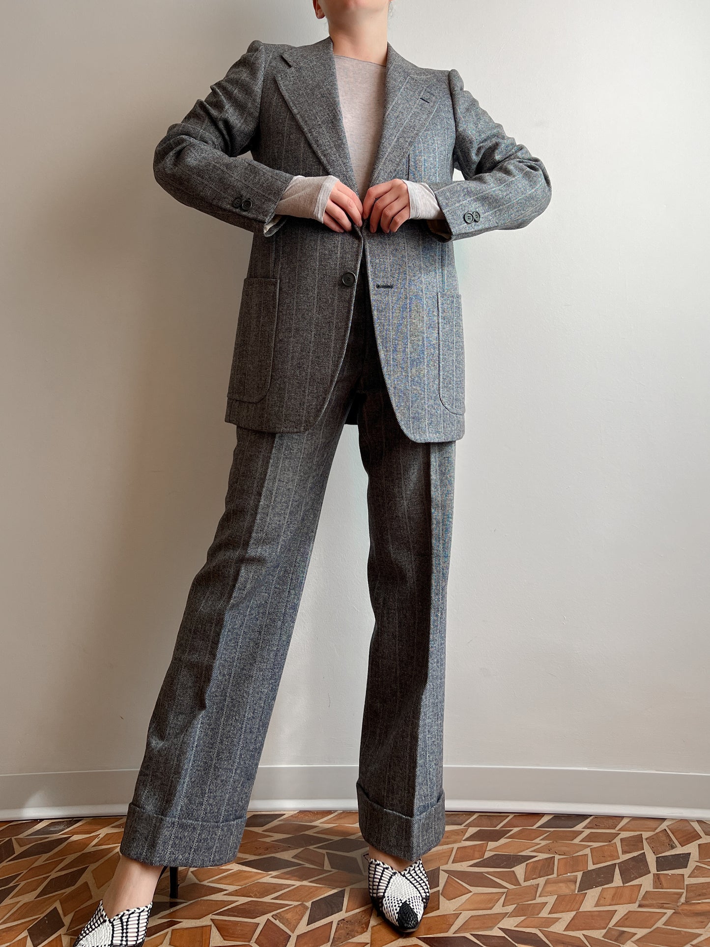 Pure wool striped suit