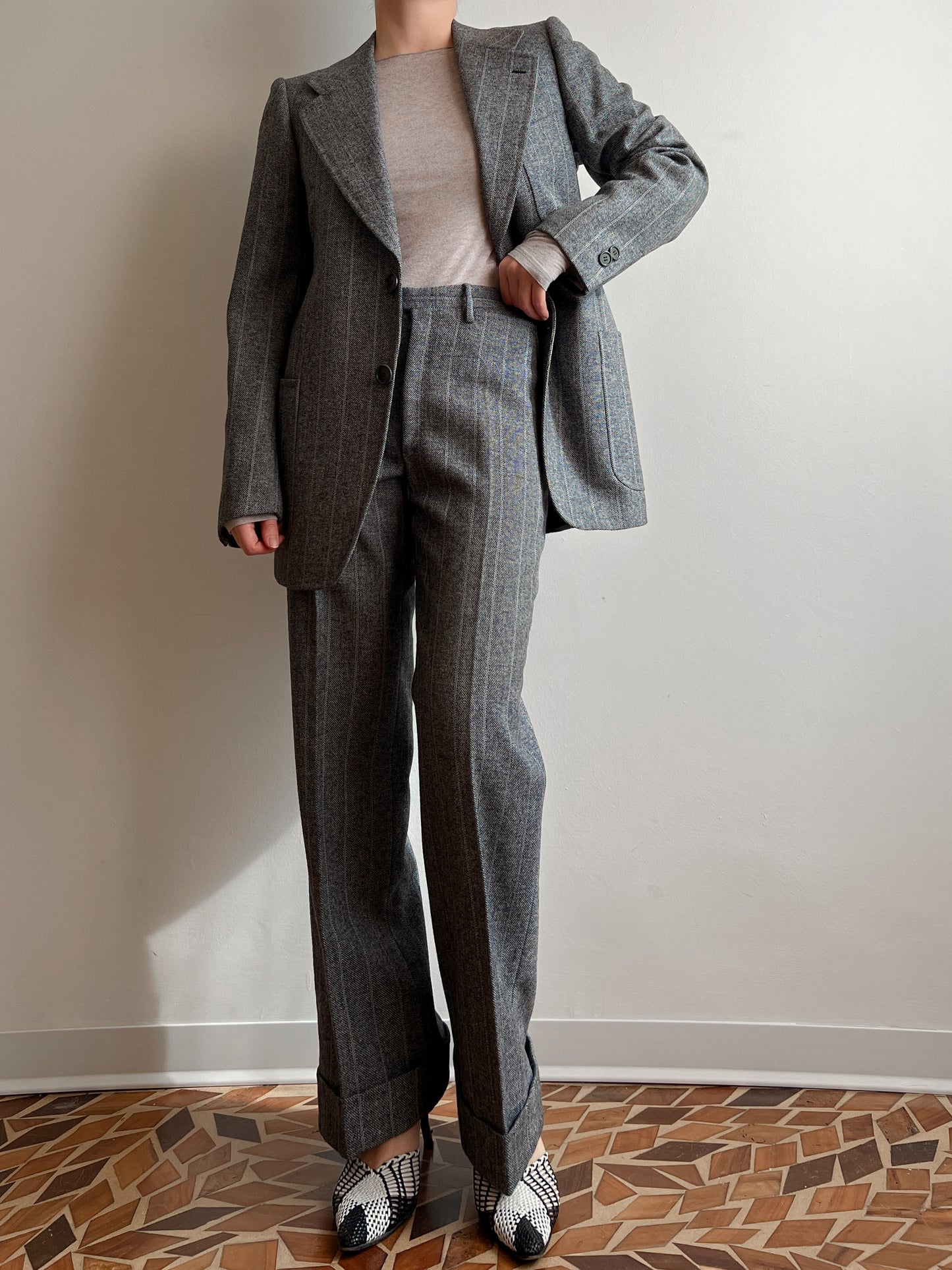 Pure wool striped suit